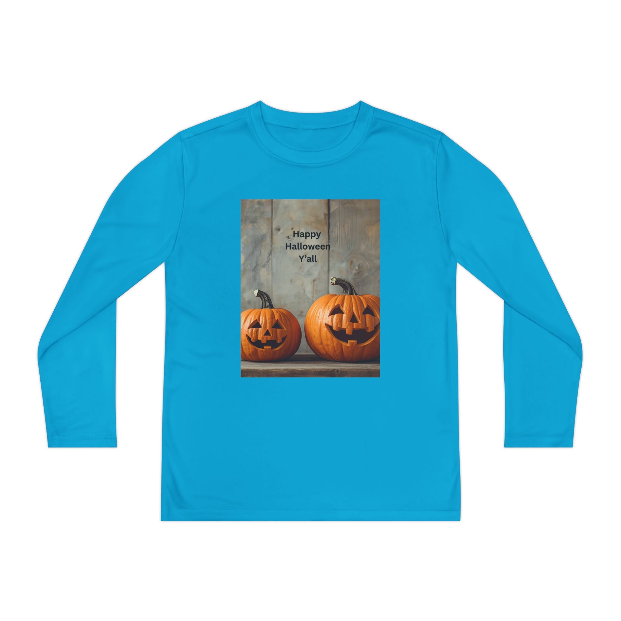 Youth Halloween Pumpkin Long Sleeve Tee, Funny Halloween Shirt, Kids Pumpkin Tee, Fall Celebration Top, Spooky Season Apparel