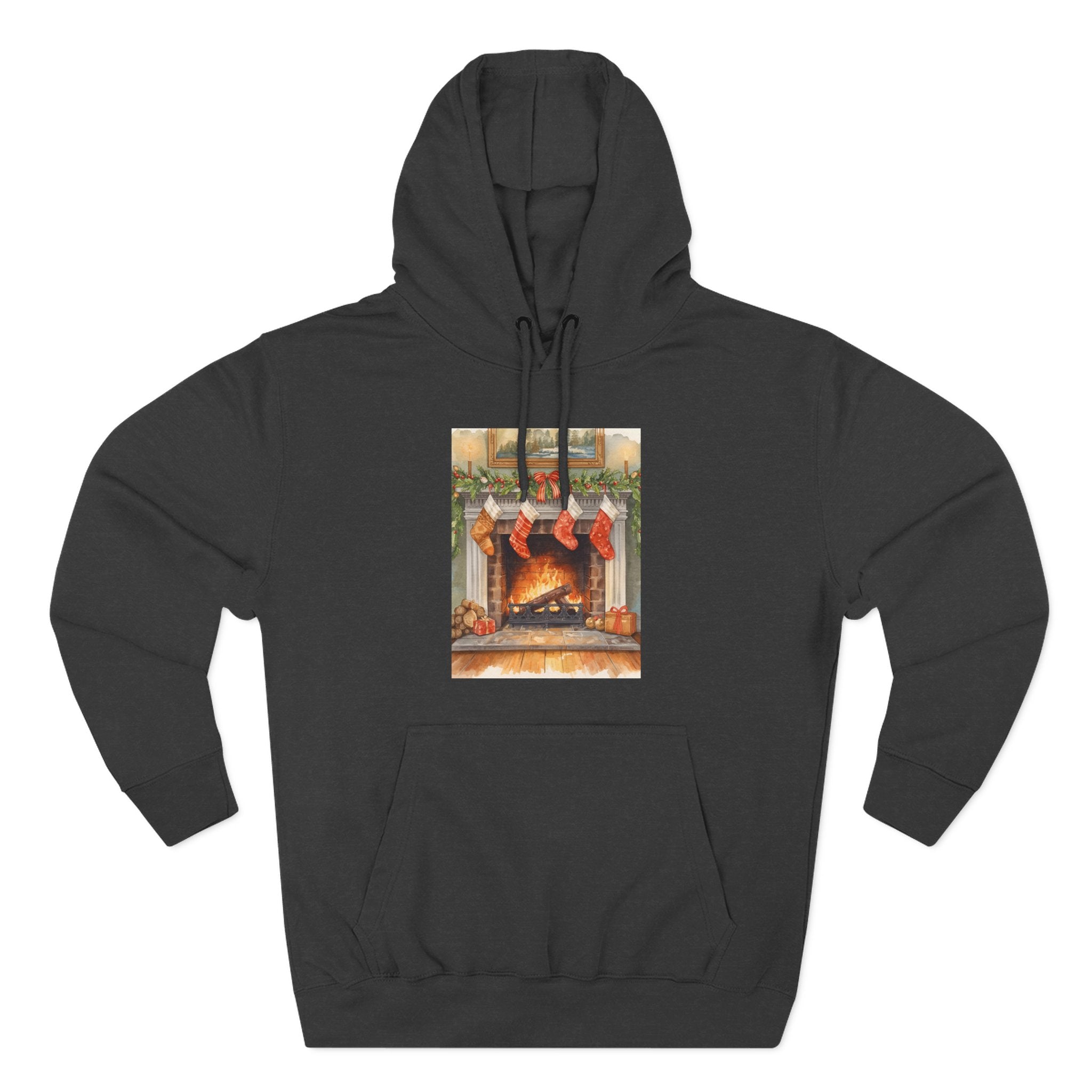 Christmas Stocking Fireplace Three-Panel Fleece Hoodie