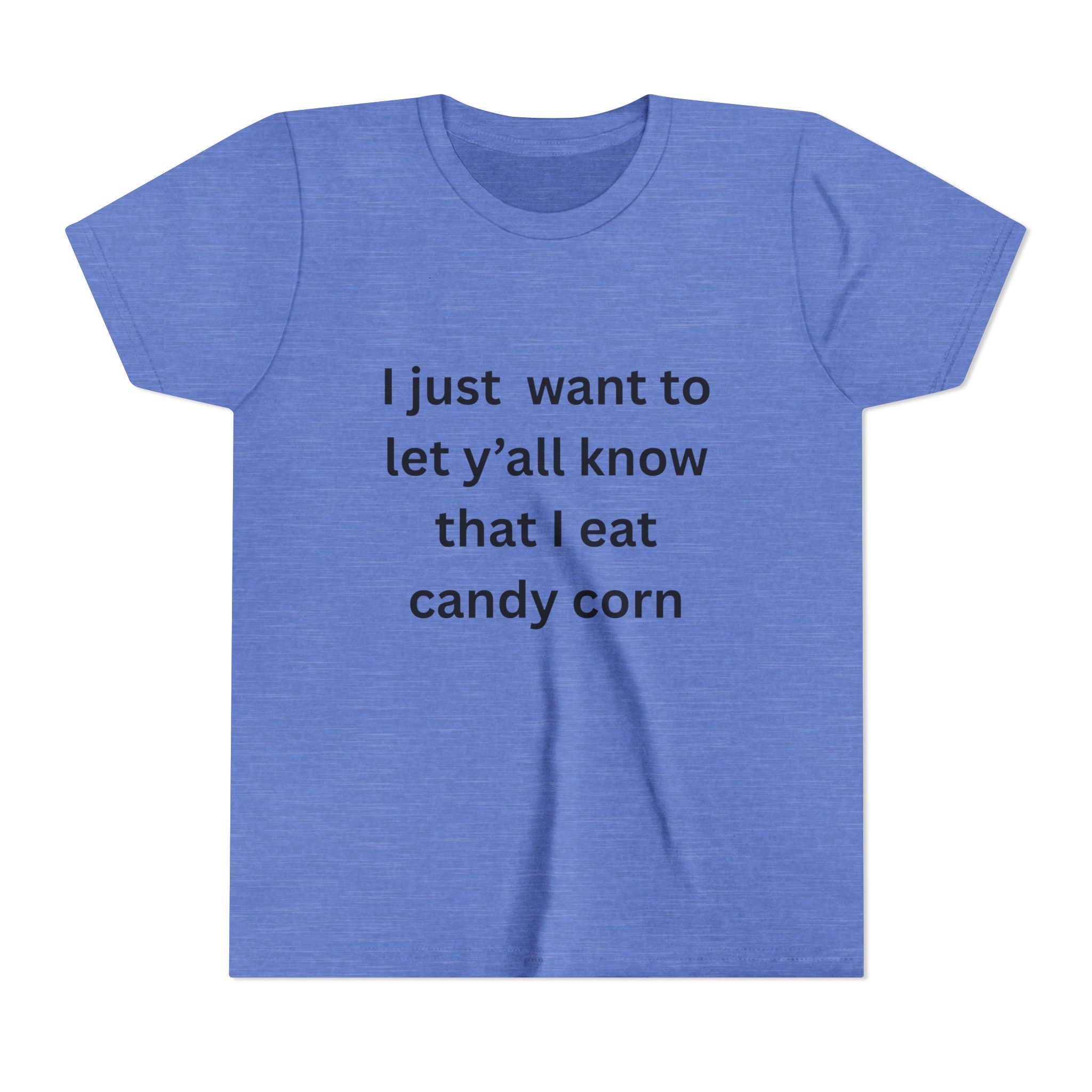 I Eat Candy Corn Youth Candy Corn Tee, Fun Halloween Shirt, Cute Short Sleeve Tee, Youth Graphic Top, Fall Celebration Apparel, Trick or Treat Shirt