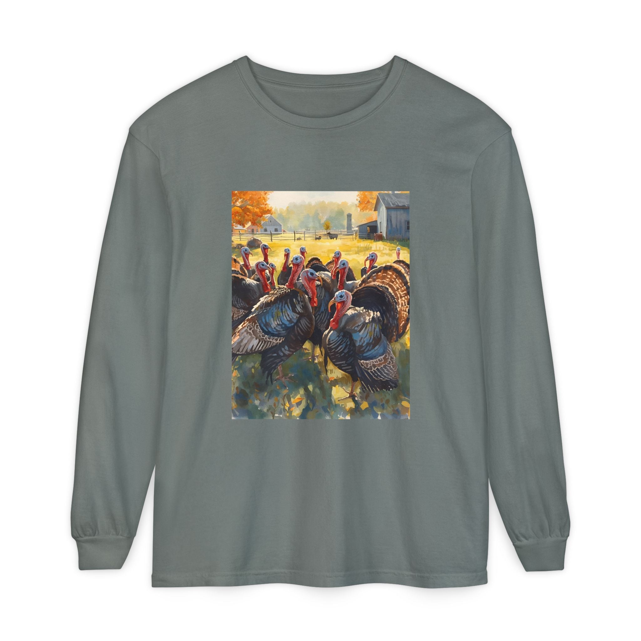 Thanksgiving Turkey Unisex Garment-dyed Long Sleeve T-Shirt