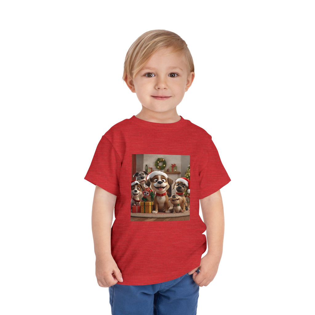 Cute Christmas Festive Puppy Toddler Tee, Cute Dog Christmas Shirt, Kids Holiday Clothing, Animal Lover Gift, Birthday Outfit