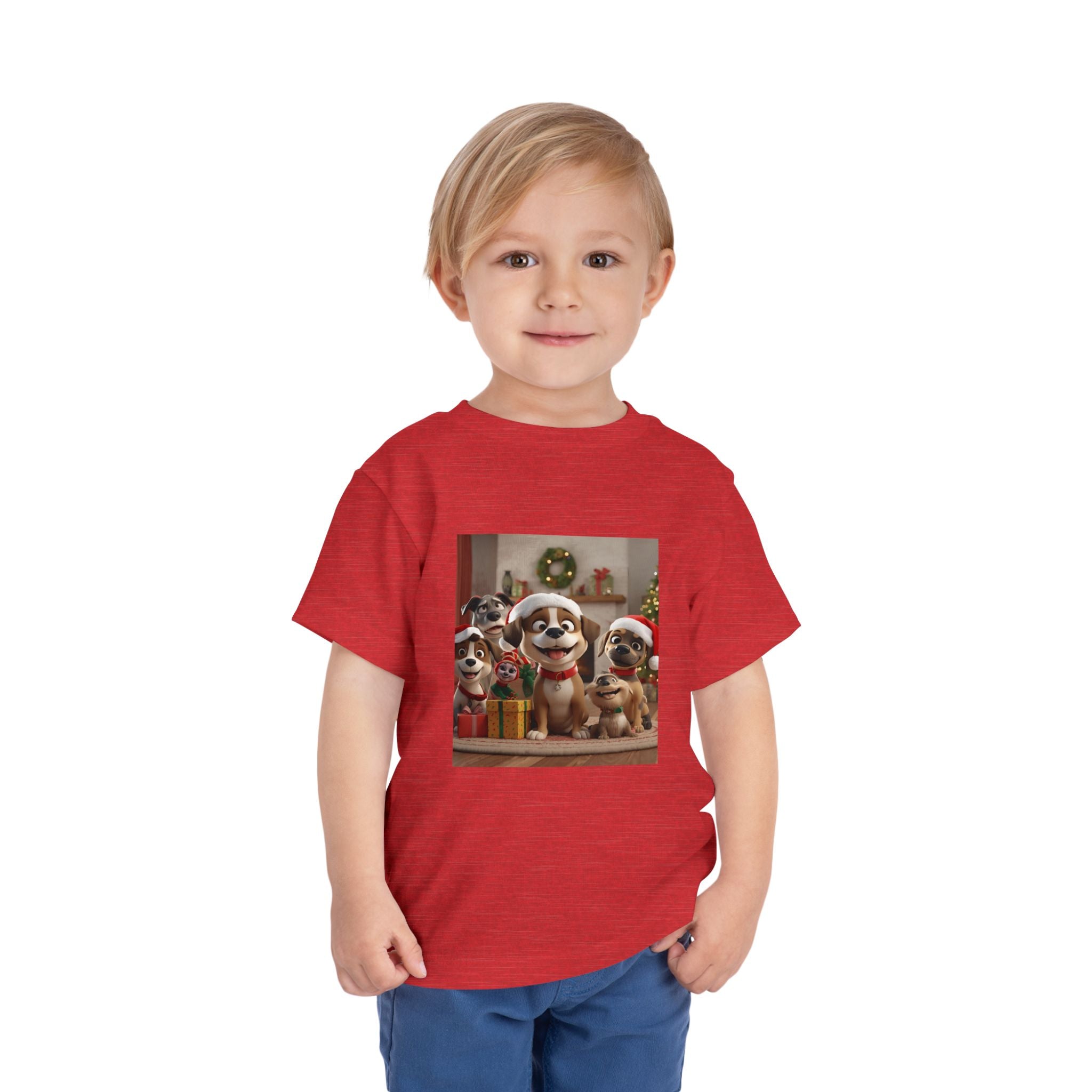 Cute Christmas Festive Puppy Toddler Tee, Cute Dog Christmas Shirt, Kids Holiday Clothing, Animal Lover Gift, Birthday Outfit
