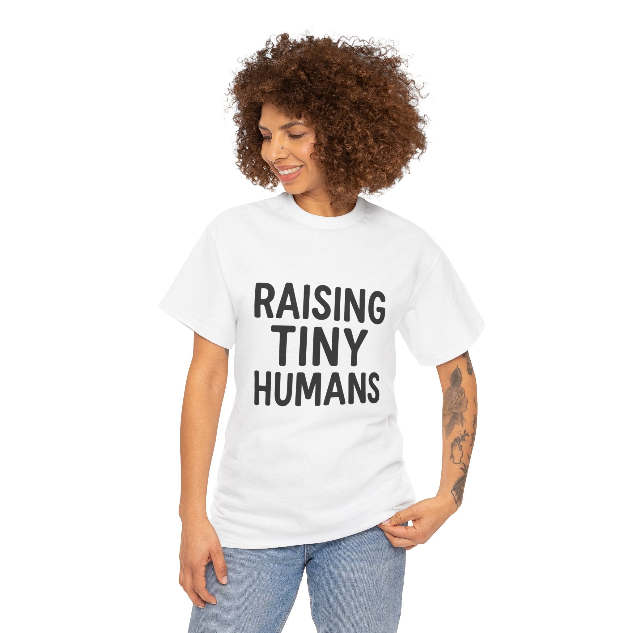 Mama Mode Raising Tiny Humans T-Shirt — Funny Parenting Tee for New Moms & Dads