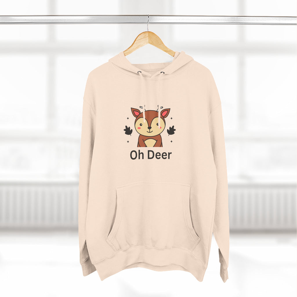 Oh Deer Fleece Hoodie - Cozy Wildlife Sweater, Cute Animal Apparel, Gifts for Nature Lovers, Cute Fall Outfit, Seasonal Comfort Wear