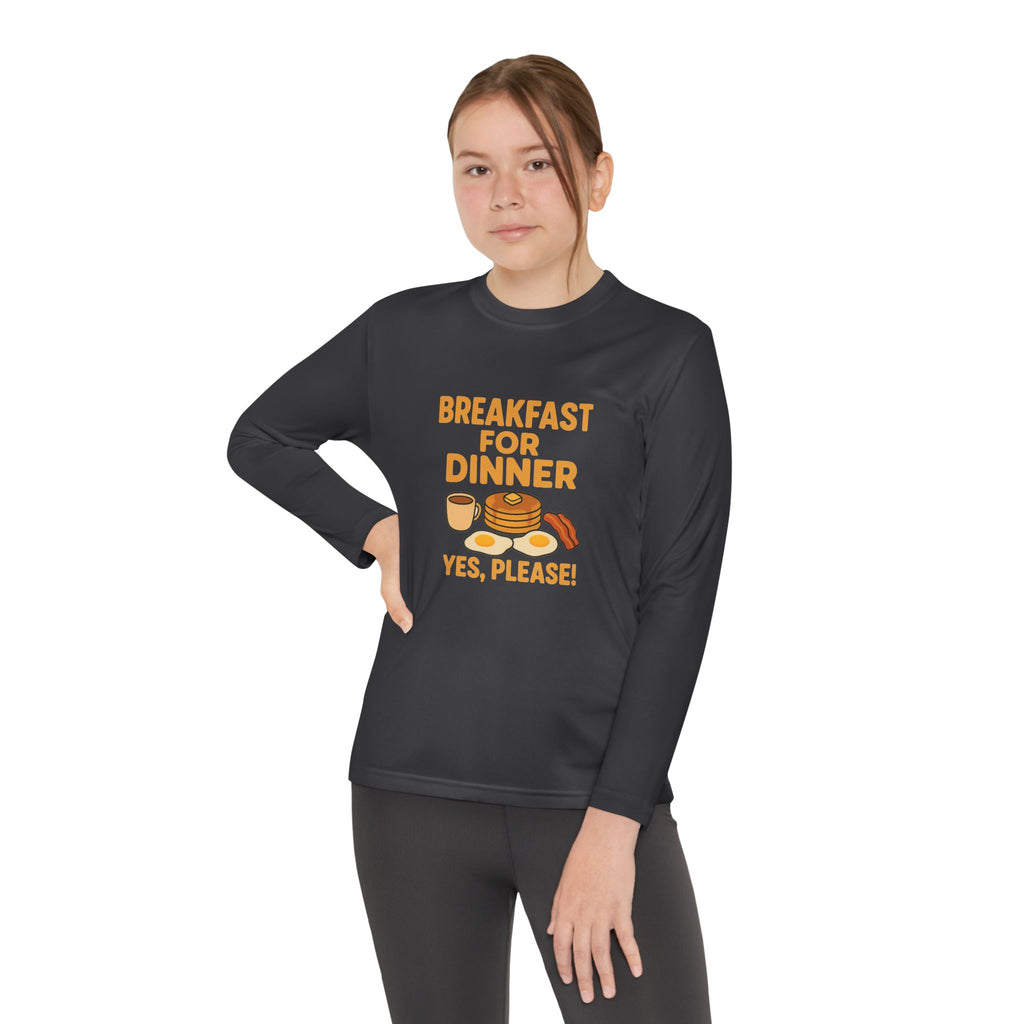 Breakfast For Dinner Youth Long Sleeve Competitor Tee
