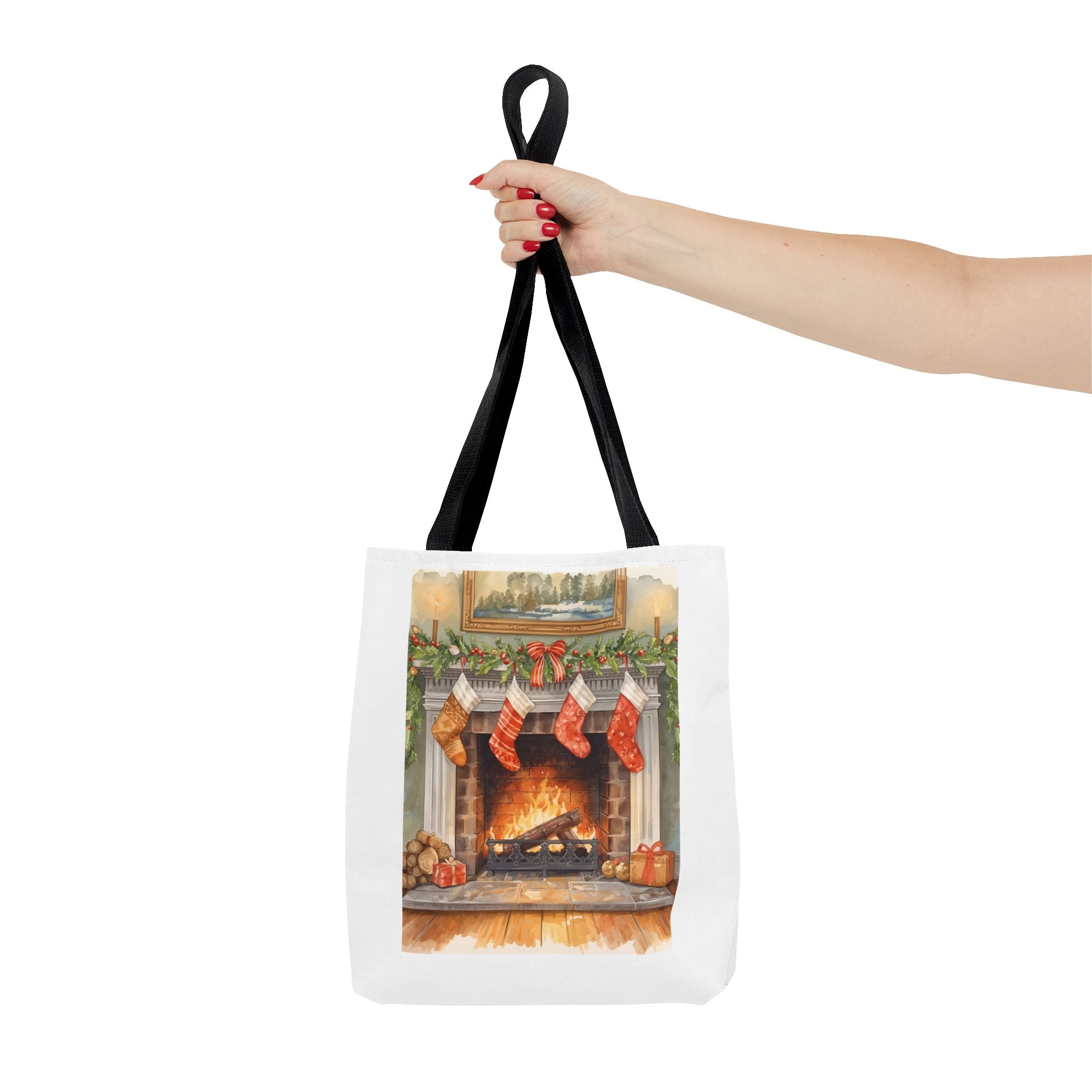 Christmas Stocking Fireplace Tote Bag (AOP)