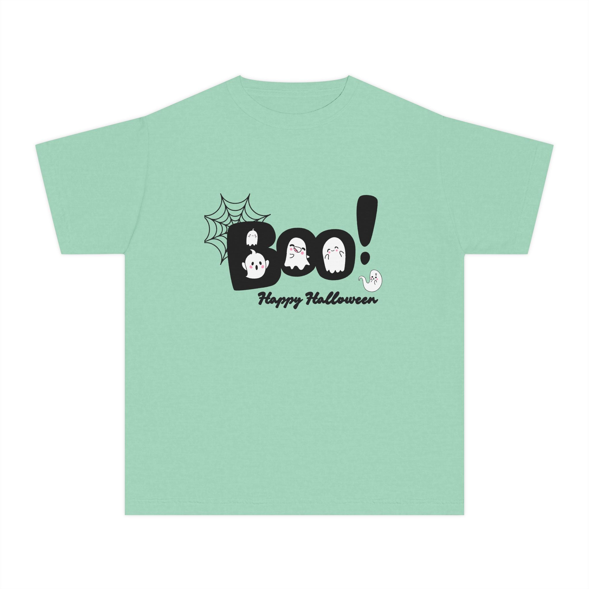 Cute Halloween Youth Tee, 'Boo!' Graphic Tee, Kids Halloween Shirt, Trick-or-Treat Apparel, Spooky Holiday T-Shirt