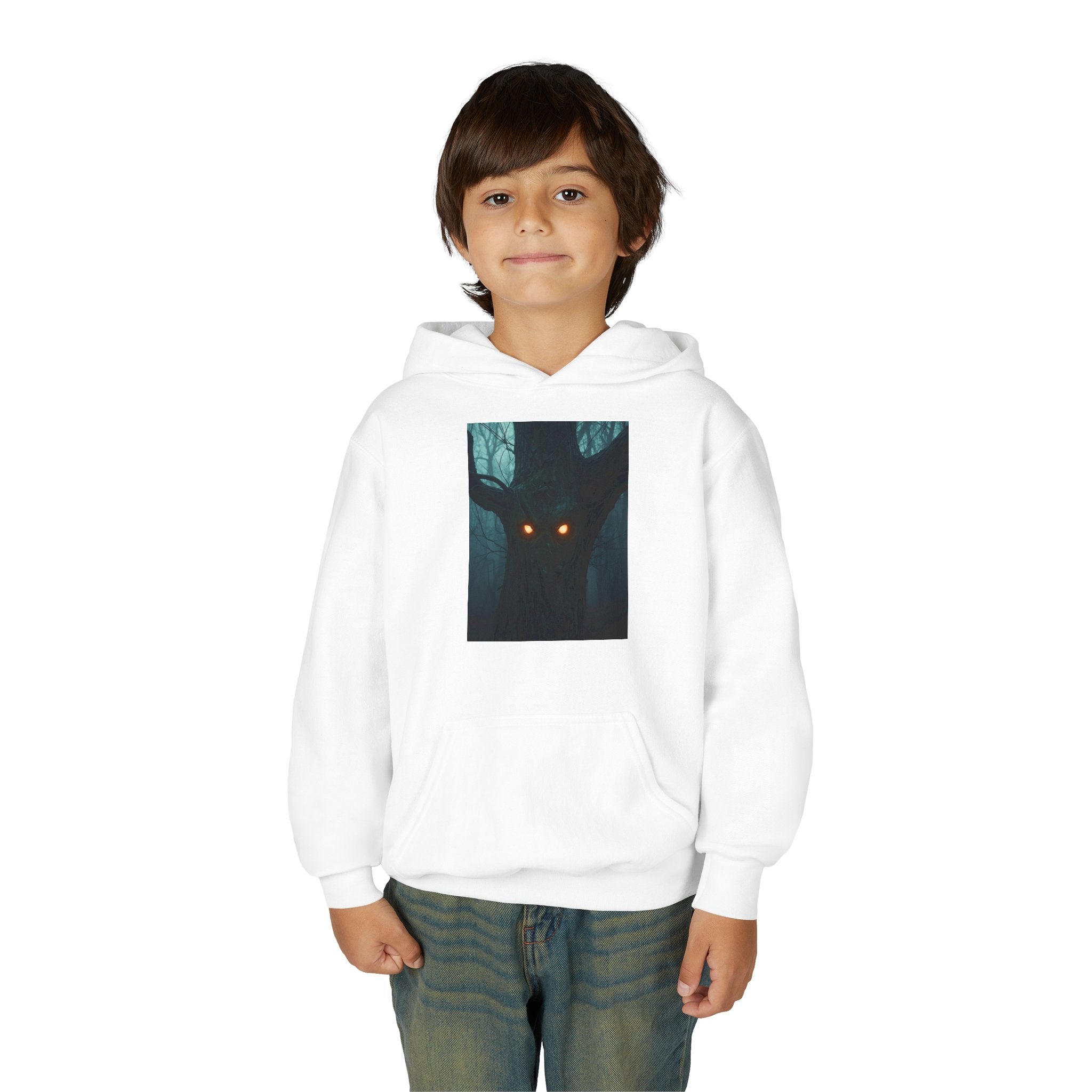 Spooky Forest Hoodie for Teens, Youth Sweatshirt for Halloween, Cozy Fall Layer, Gift for Nature Lovers, Scary Movie Night