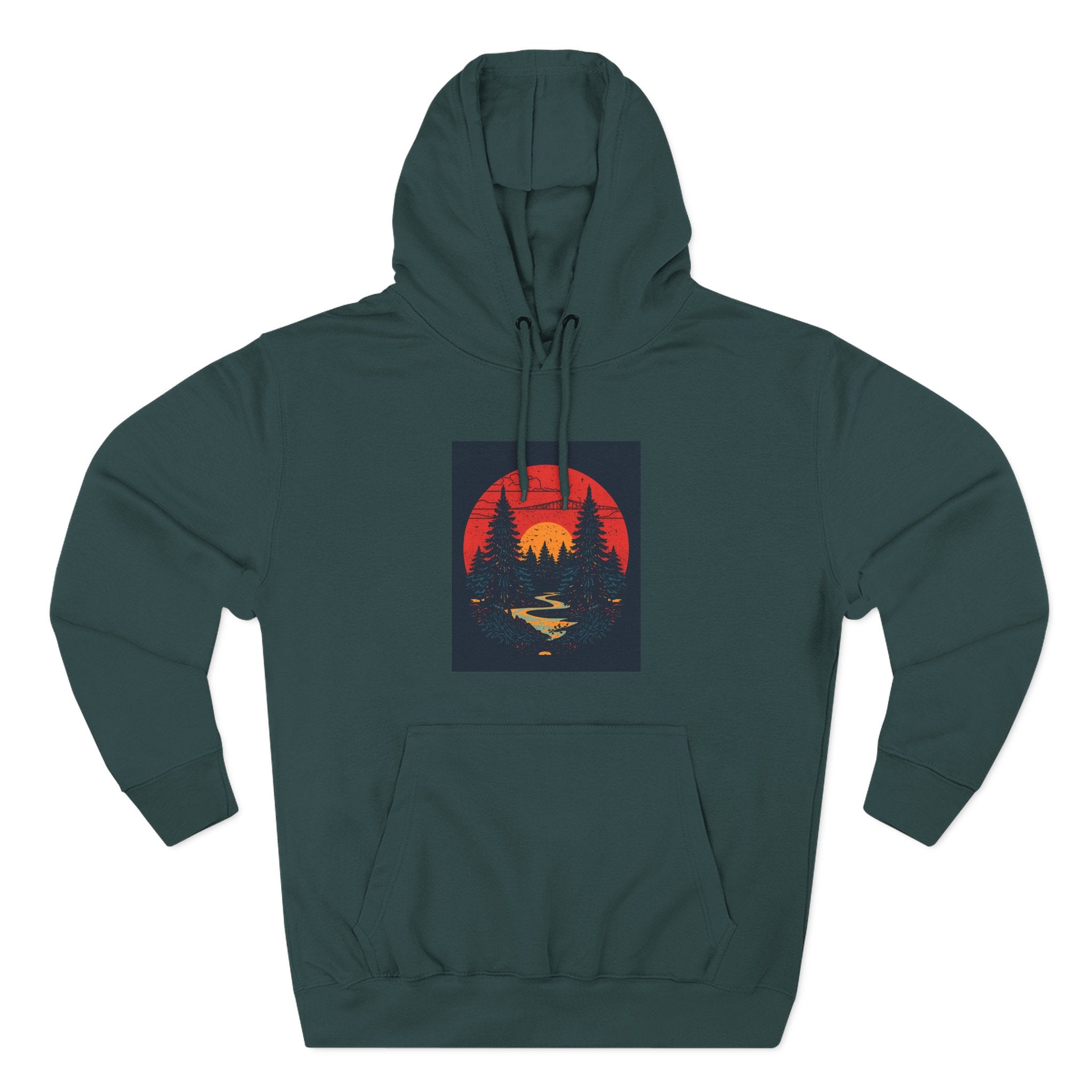 Cozy Nature Sunset Hoodie, Graphic Fleece Sweatshirt, Outdoor Apparel, Fall Fashion, Gift for Nature Lovers, Winter Wear