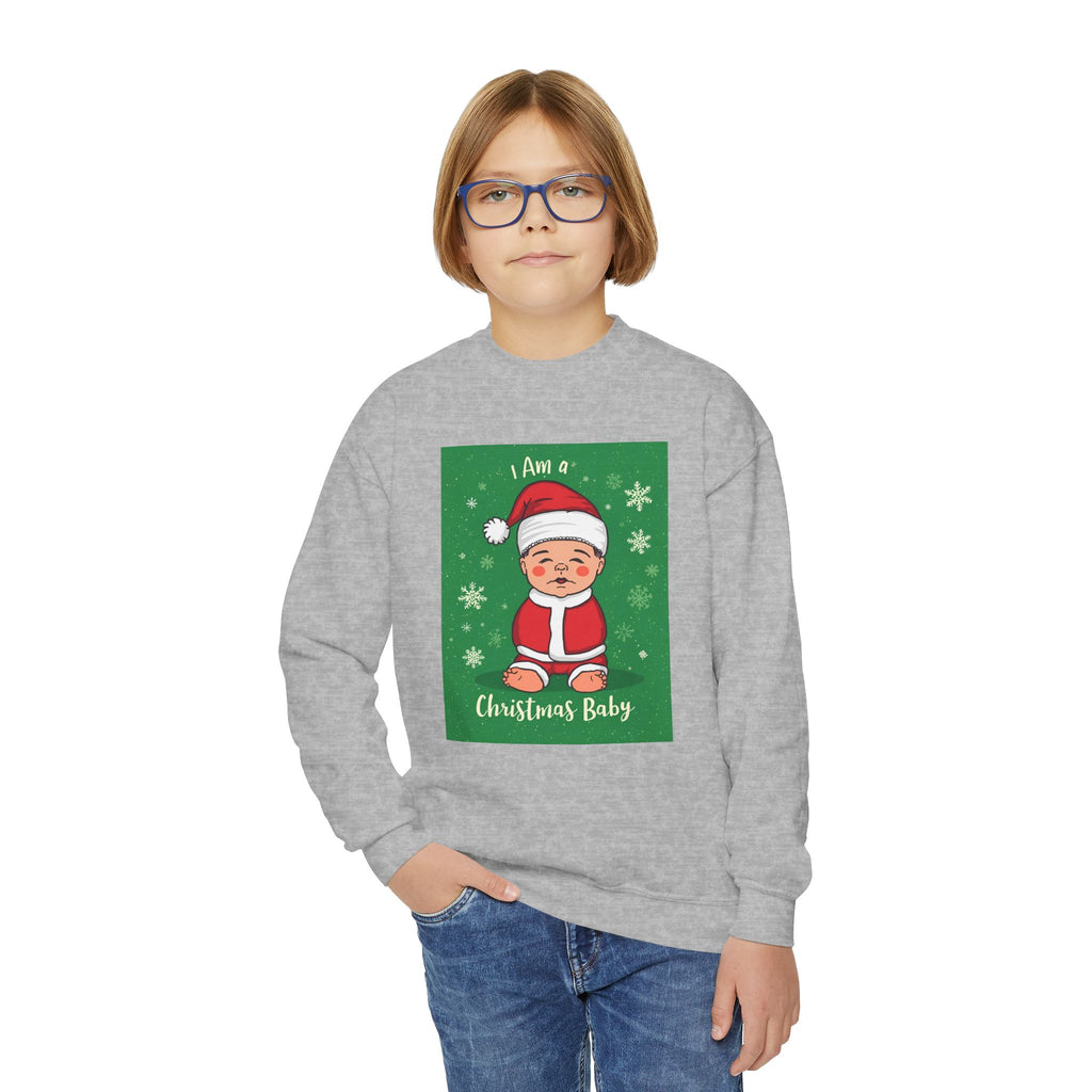 I Am A Christmas Baby Youth Crewneck Sweatshirt
