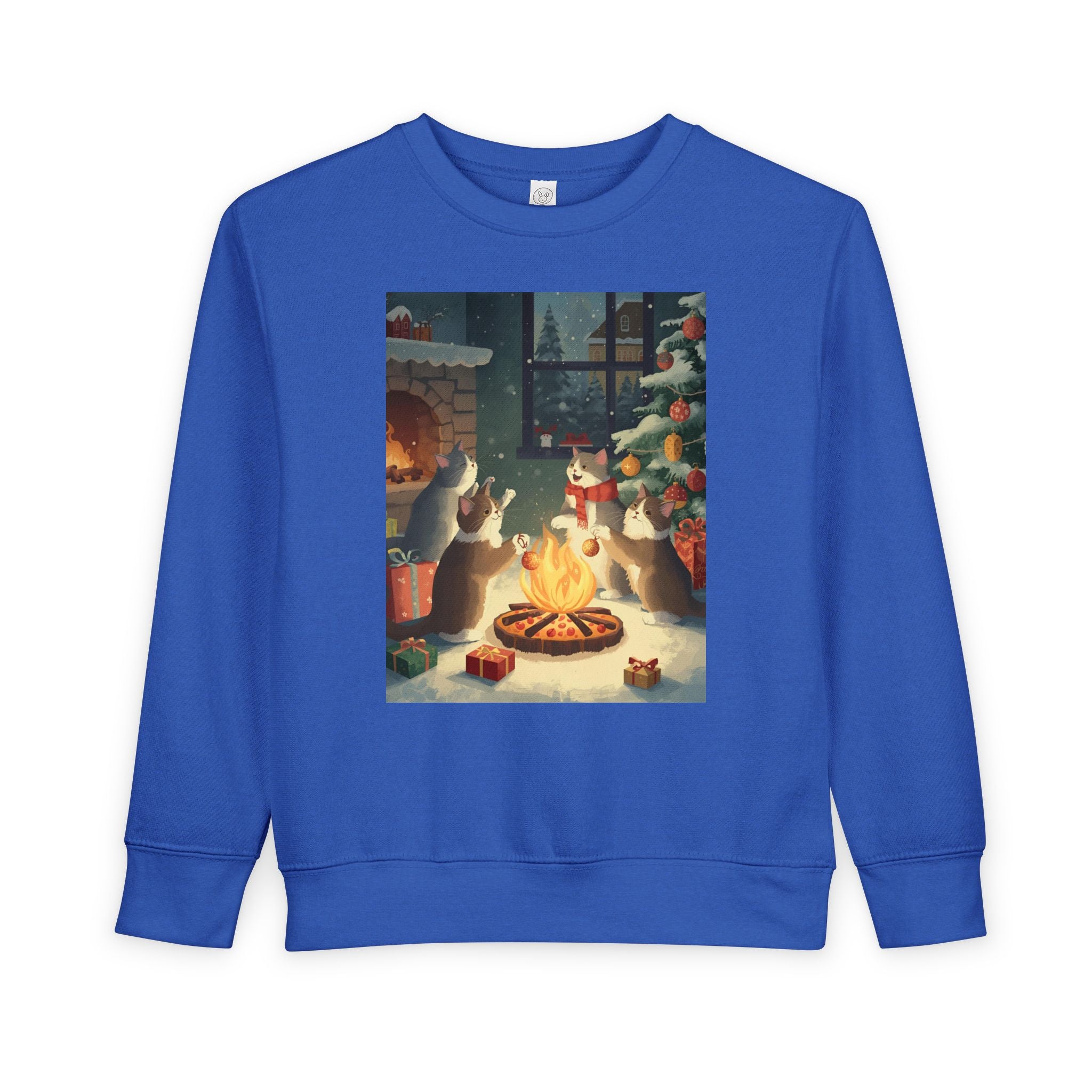 Cozy Holiday Toddler Sweatshirt, Christmas Gift, Cute Cat Design, Winter Apparel, Kids Holiday Clothing, Family Matching