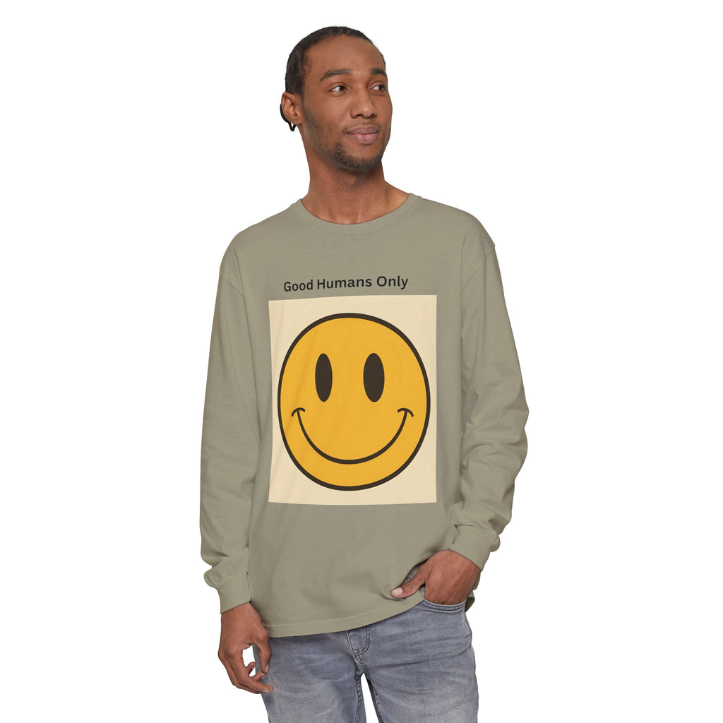 Smiley Face Unisex Garment-dyed Long Sleeve T-Shirt