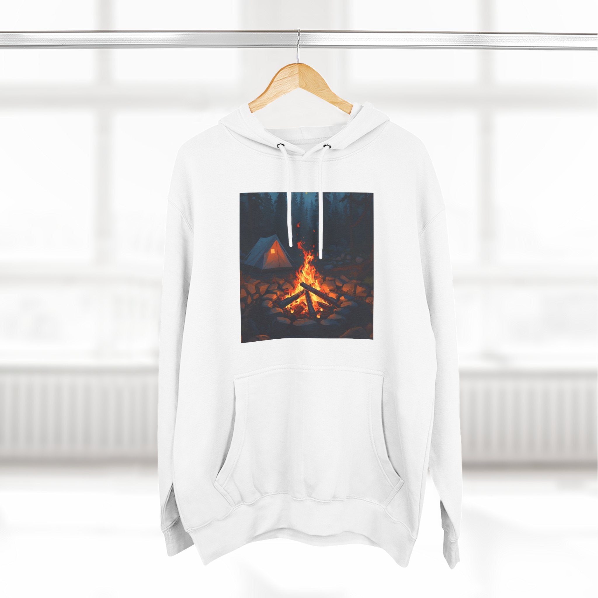 Cozy Campfire Fleece Hoodie, Outdoor Adventure Sweatshirt, Camping Gift, Warm Hoodie, Nature Lover Apparel