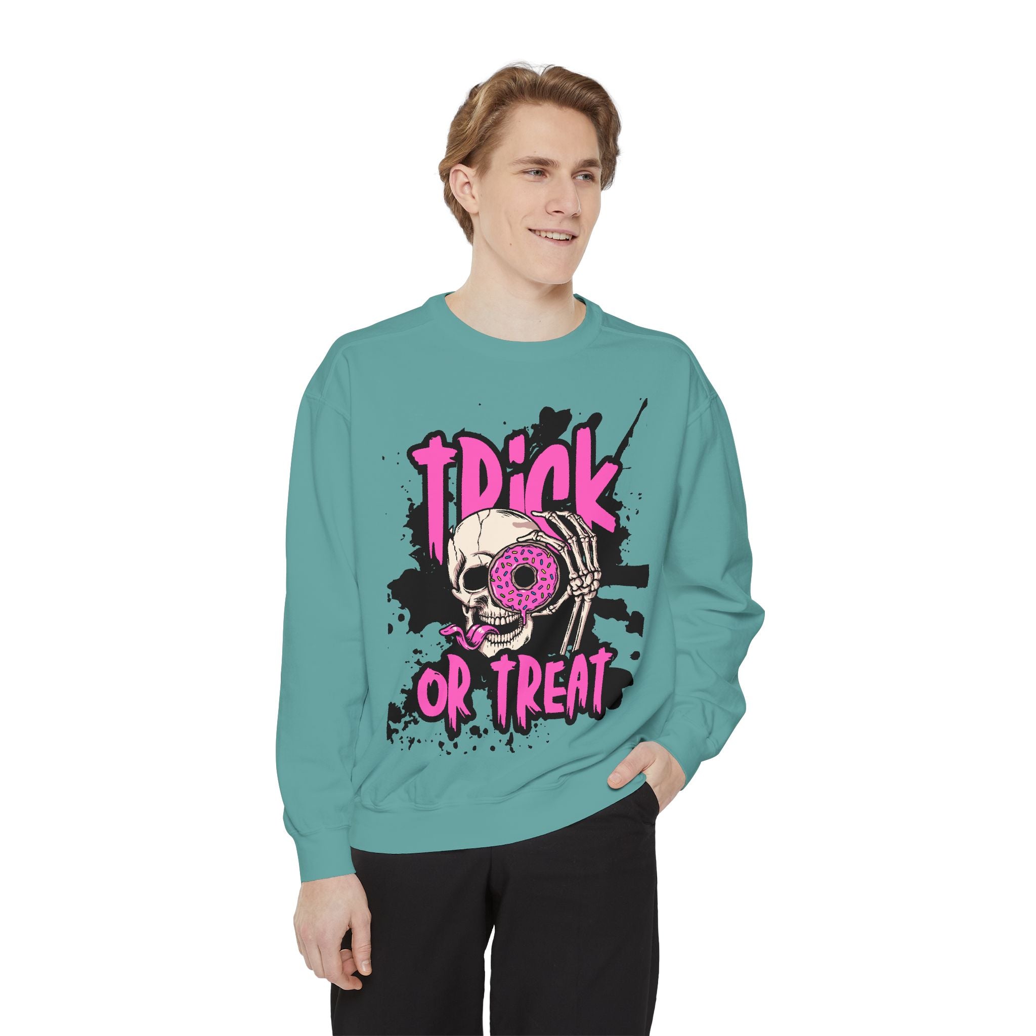 Trick or Treat Skull Unisex Garment-Dyed Sweatshirt