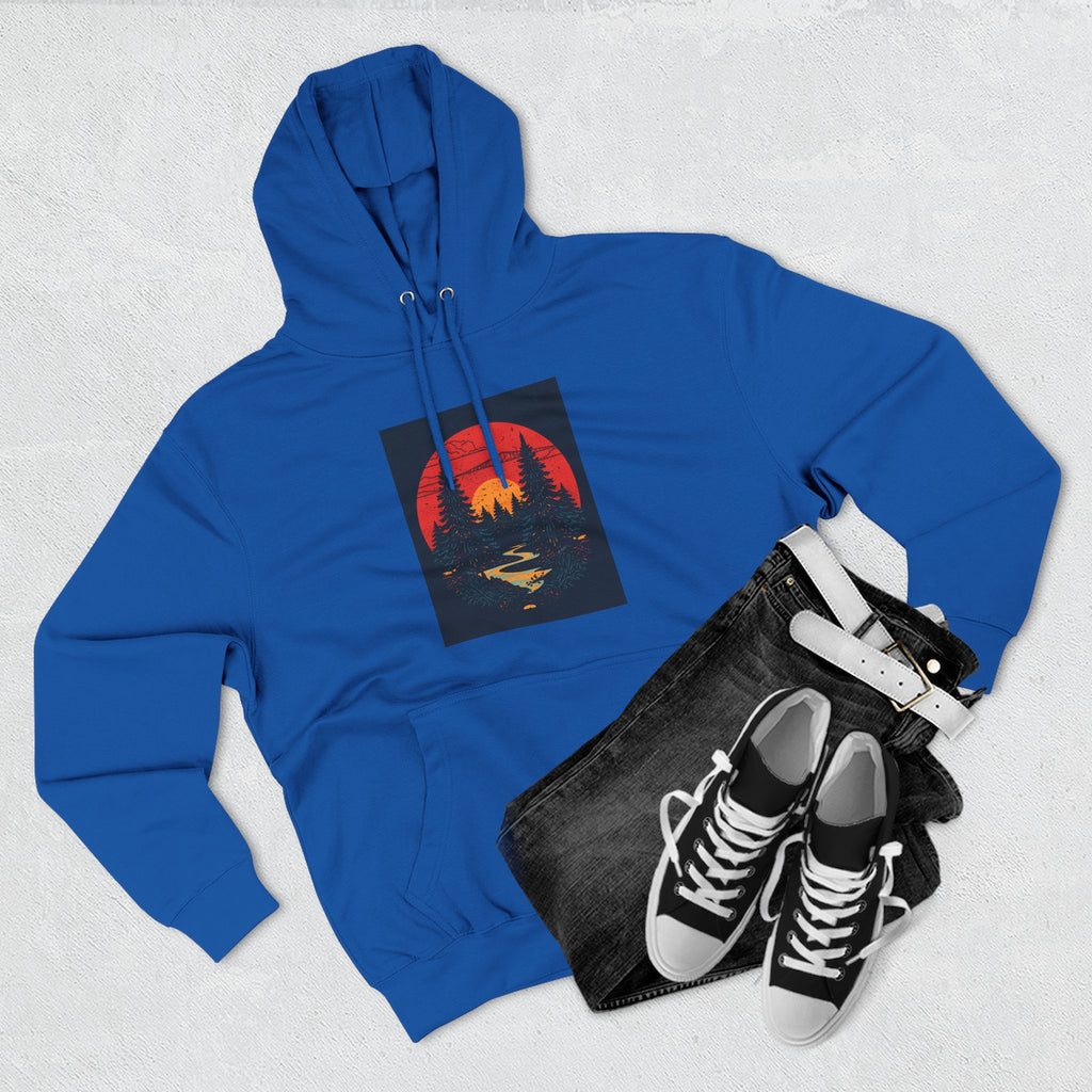 Cozy Nature Sunset Hoodie, Graphic Fleece Sweatshirt, Outdoor Apparel, Fall Fashion, Gift for Nature Lovers, Winter Wear