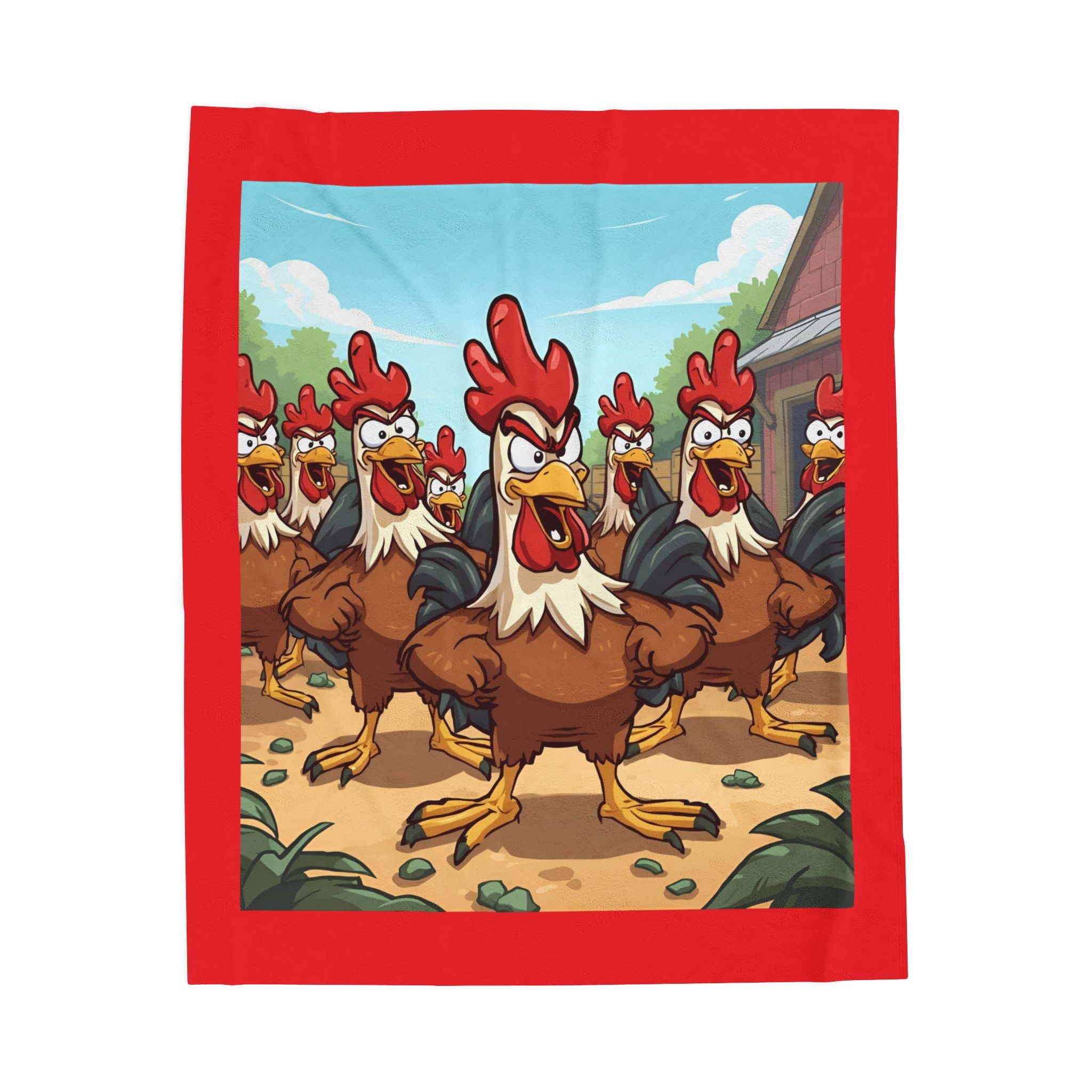 Chicken Funny Cozy Velveteen Plush Blanket with Fun Rooster Design, Great for Home Decor, Cozy Nights, Unique Gift, Animal Lovers