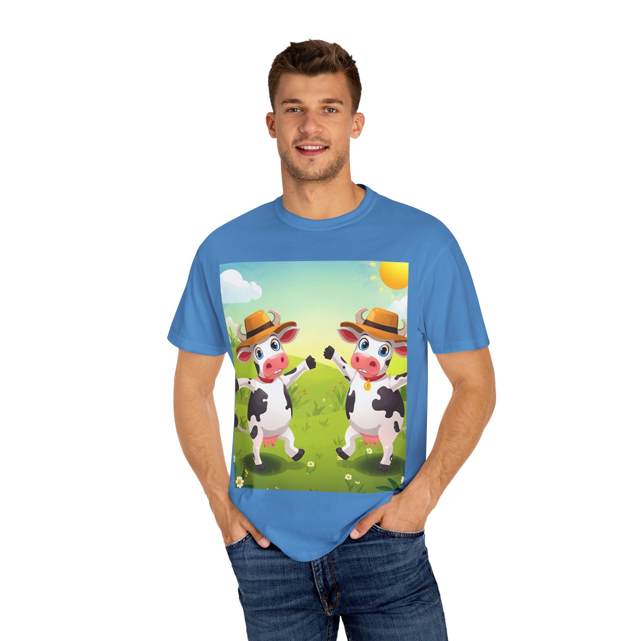 Cute Cow Fun Farm Unisex Garment-Dyed T-shirt