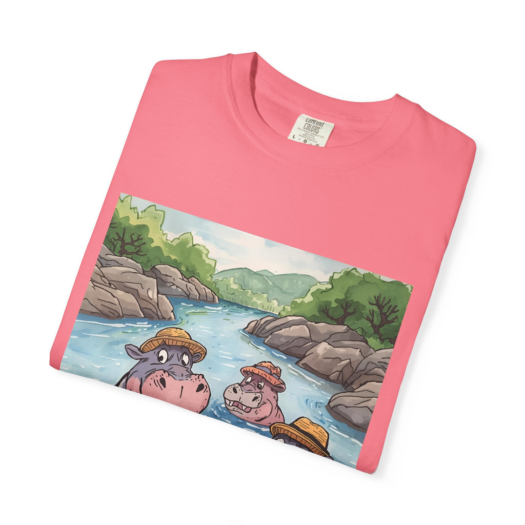 Hippo Adventure Unisex T-Shirt, Cute Animal Tee, Gift for Nature Lovers, Casual Wear, Birthday and Summer Vibe