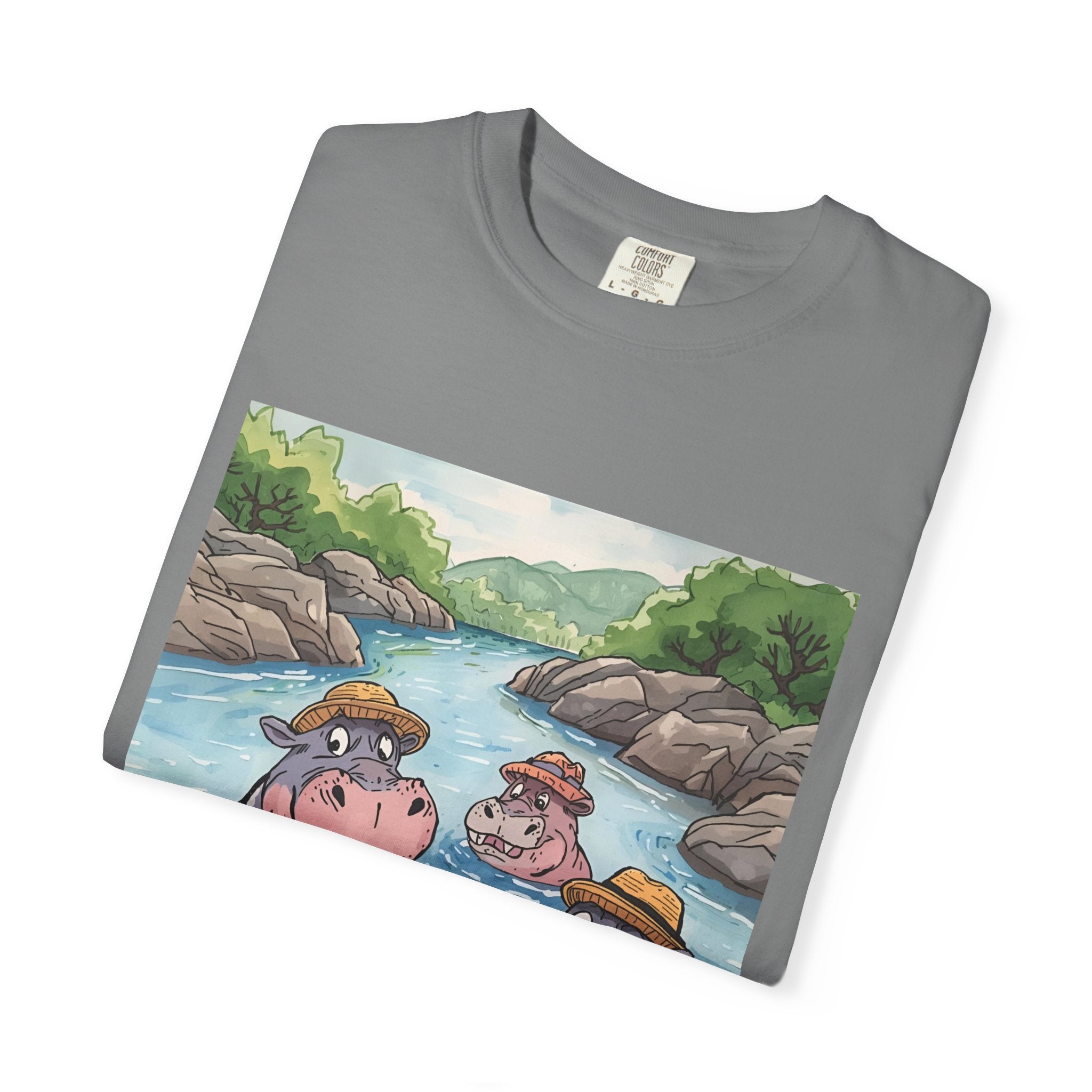 Hippo Adventure Unisex T-Shirt, Cute Animal Tee, Gift for Nature Lovers, Casual Wear, Birthday and Summer Vibe