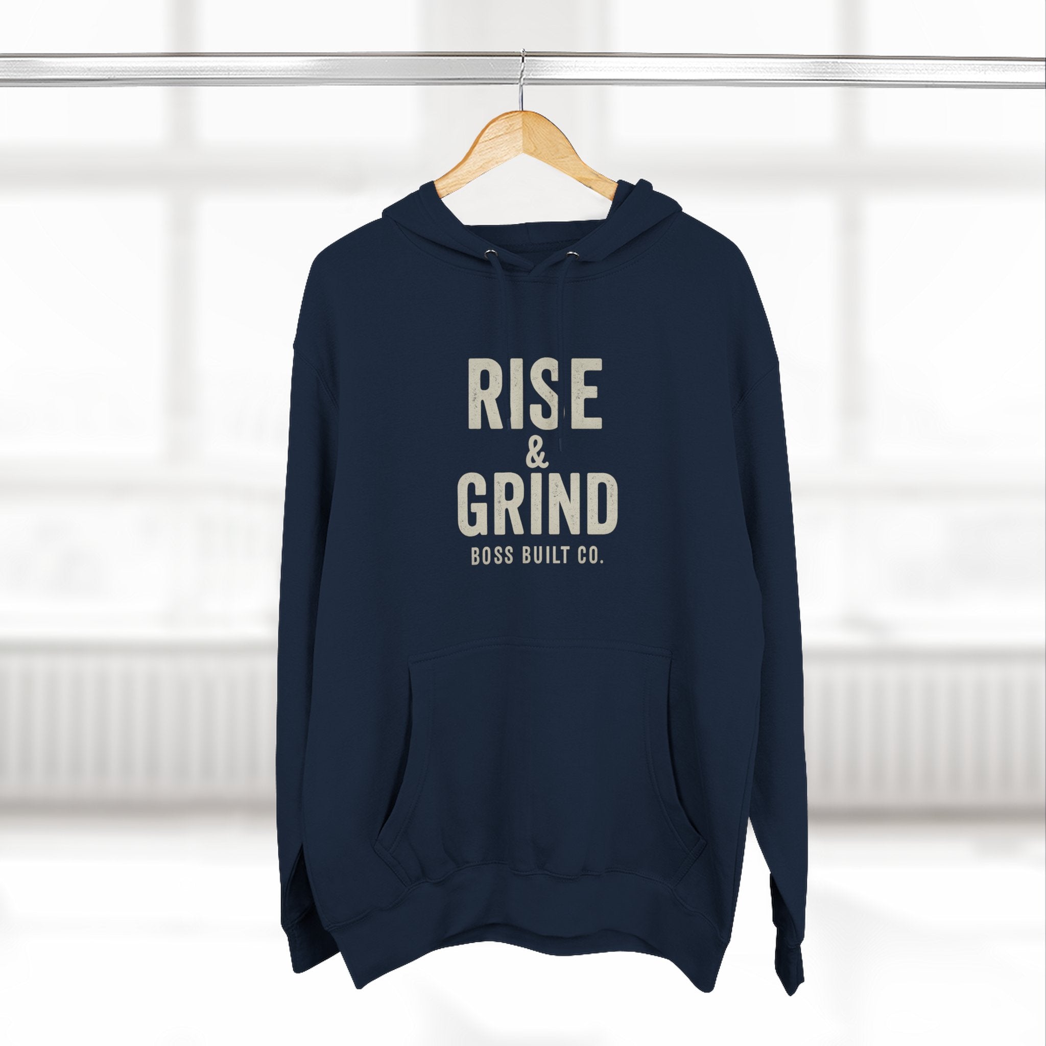 Boss Built Co Rise & Grind Hoodie — Motivational Fleece Pullover for Hustle Mindset
