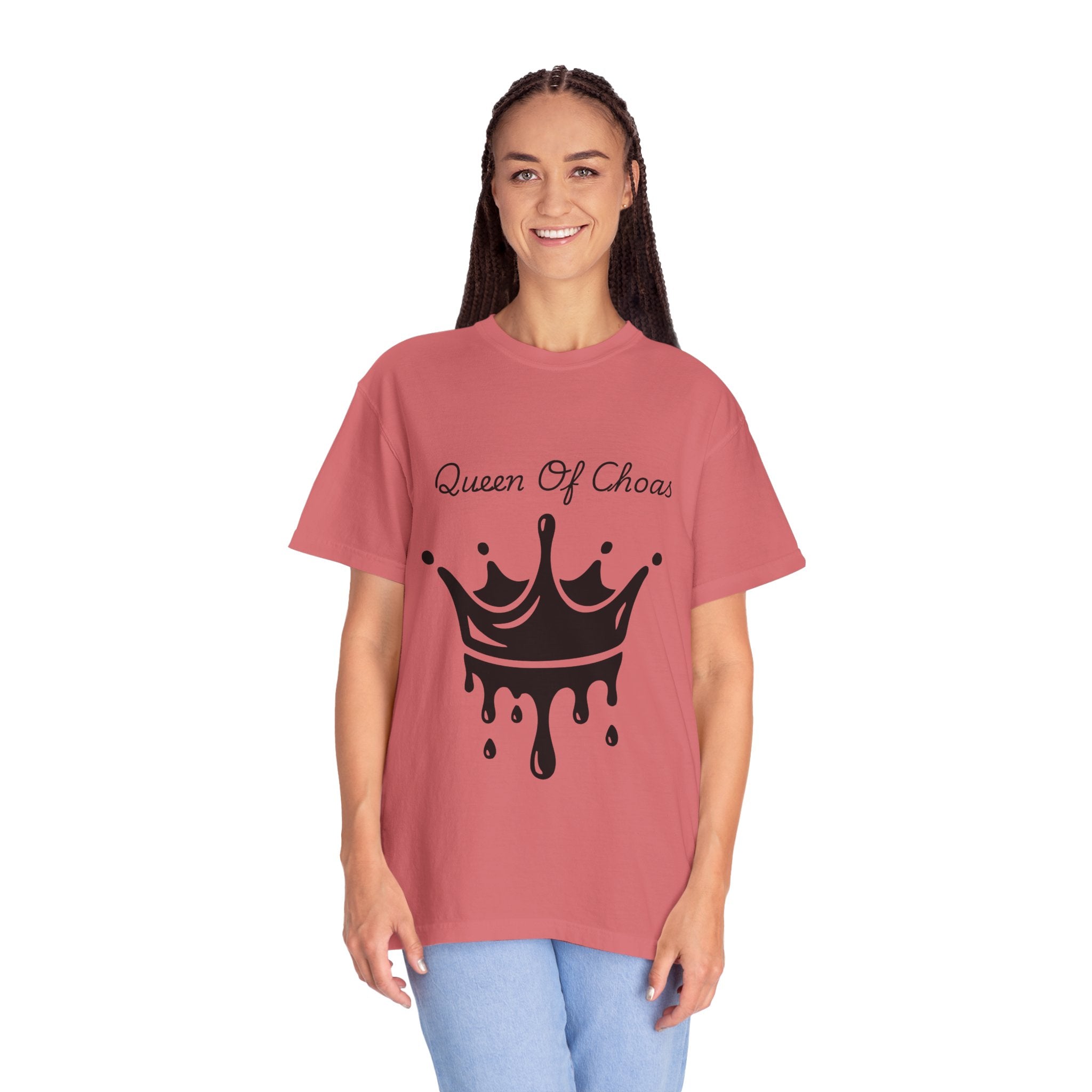 Queen of Chaos T-Shirt, Unisex Garment-Dyed Tee, Fun Casual Wear, Unique Gift Idea, Perfect for Celebrations