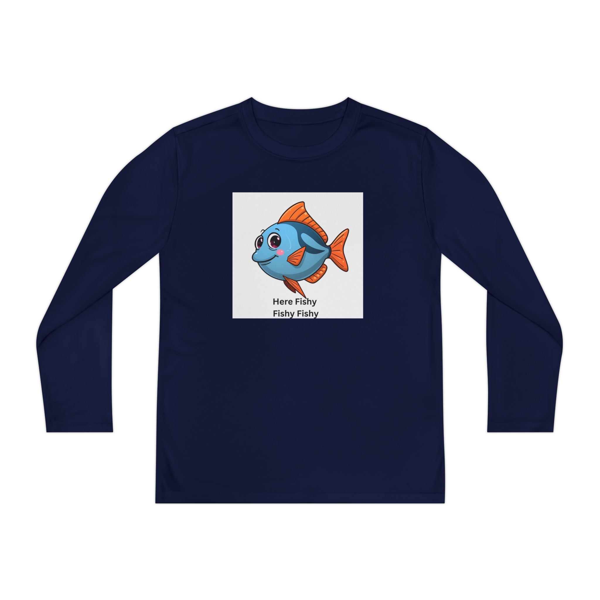 Here Fishy Fishy Fishy Youth Long Sleeve Competitor Tee