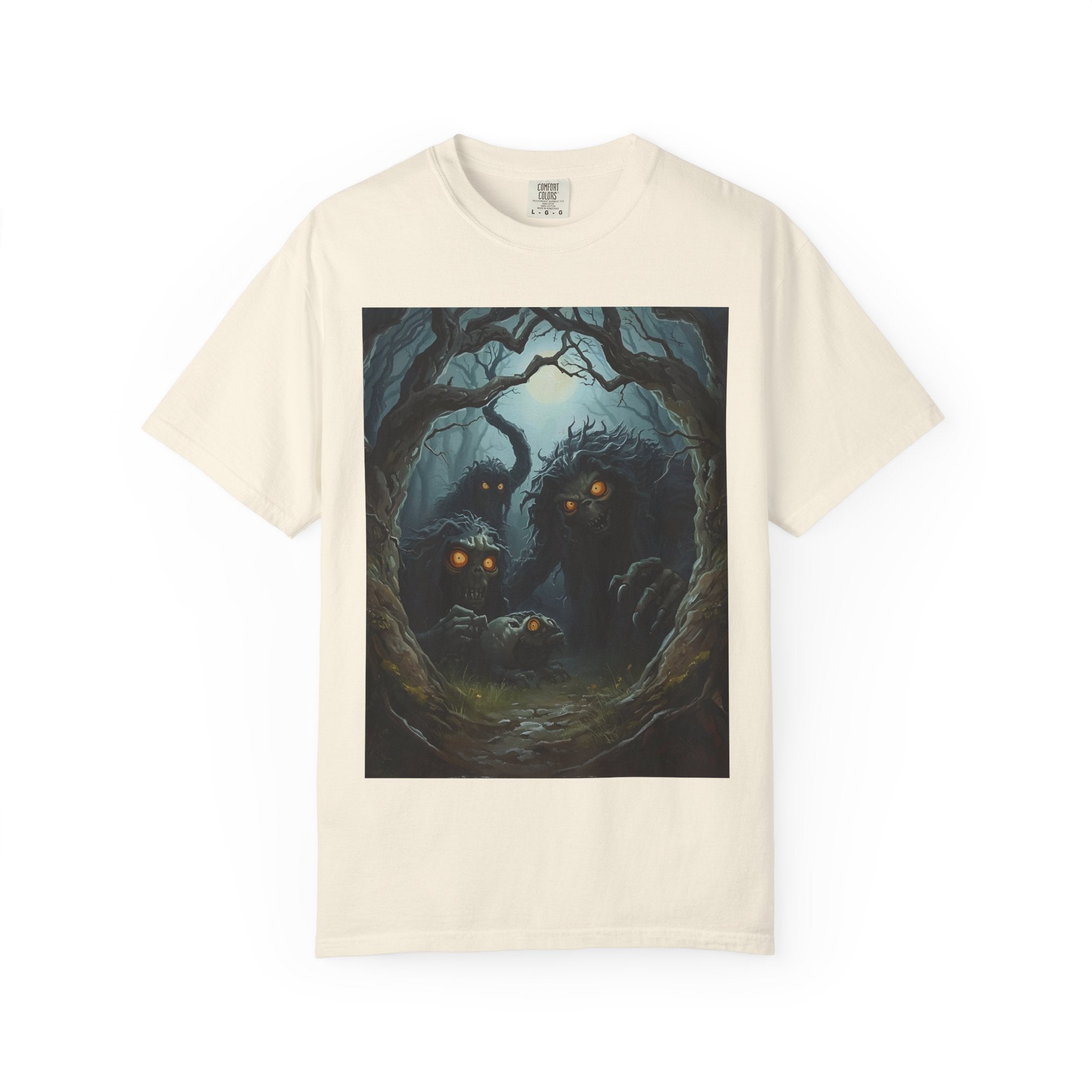 Spooky Mysterious Forest Graphic T-Shirt, Unisex Tee, Nature Lover Gift, Halloween Apparel, Unique Artwear