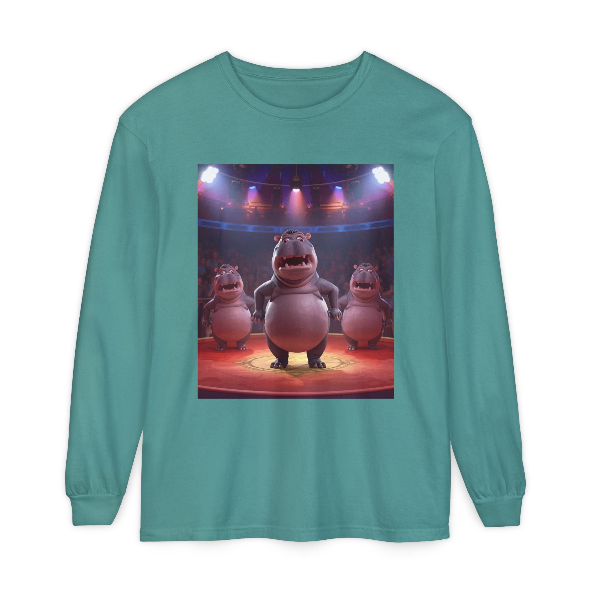 Hippo Funny Unisex Garment-dyed Long Sleeve T-Shirt