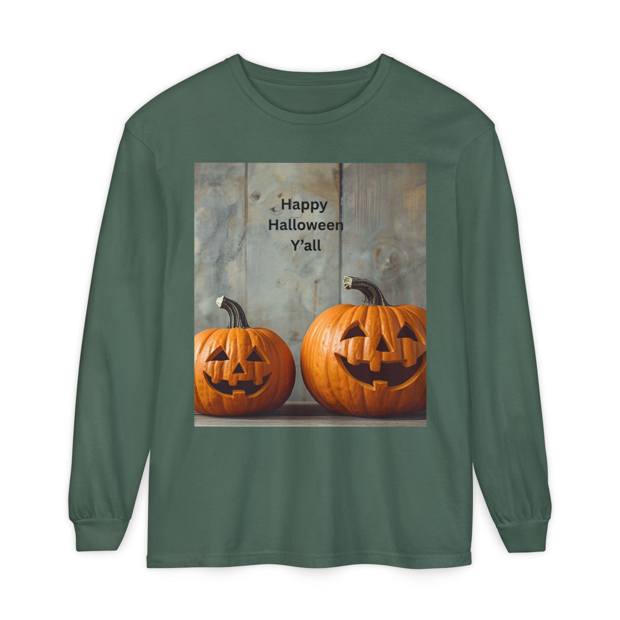 Halloween Pumpkin Long Sleeve Tee, Happy Halloween Shirt, Fall Apparel, Unisex Halloween T-Shirt, Seasonal Clothing