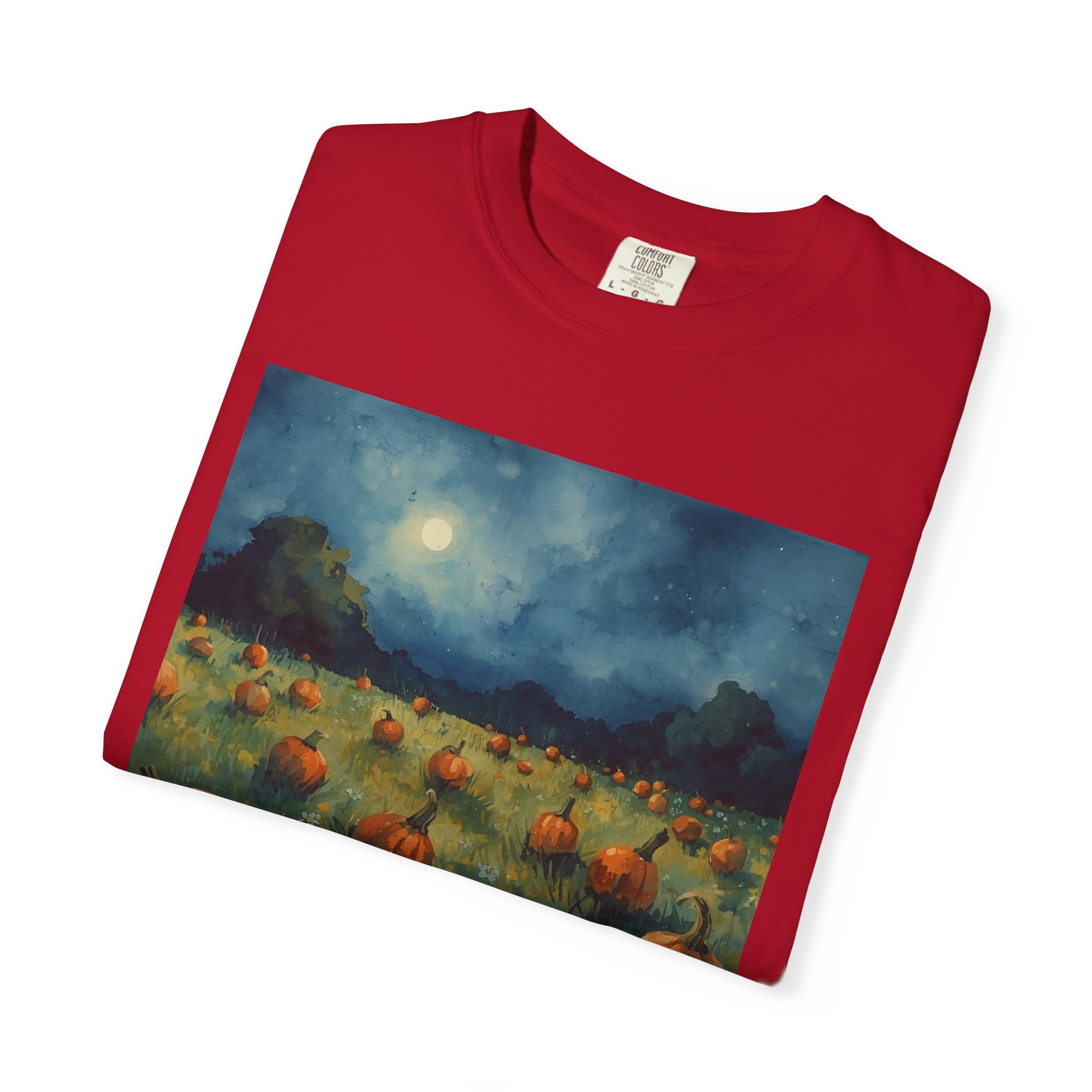 Autumn Pumpkin Field T-shirt | Unisex Fall Tee, Cozy Graphic Shirt, Halloween Gift, Harvest Fashion, Seasonal Wear, Pumpkin Lovers