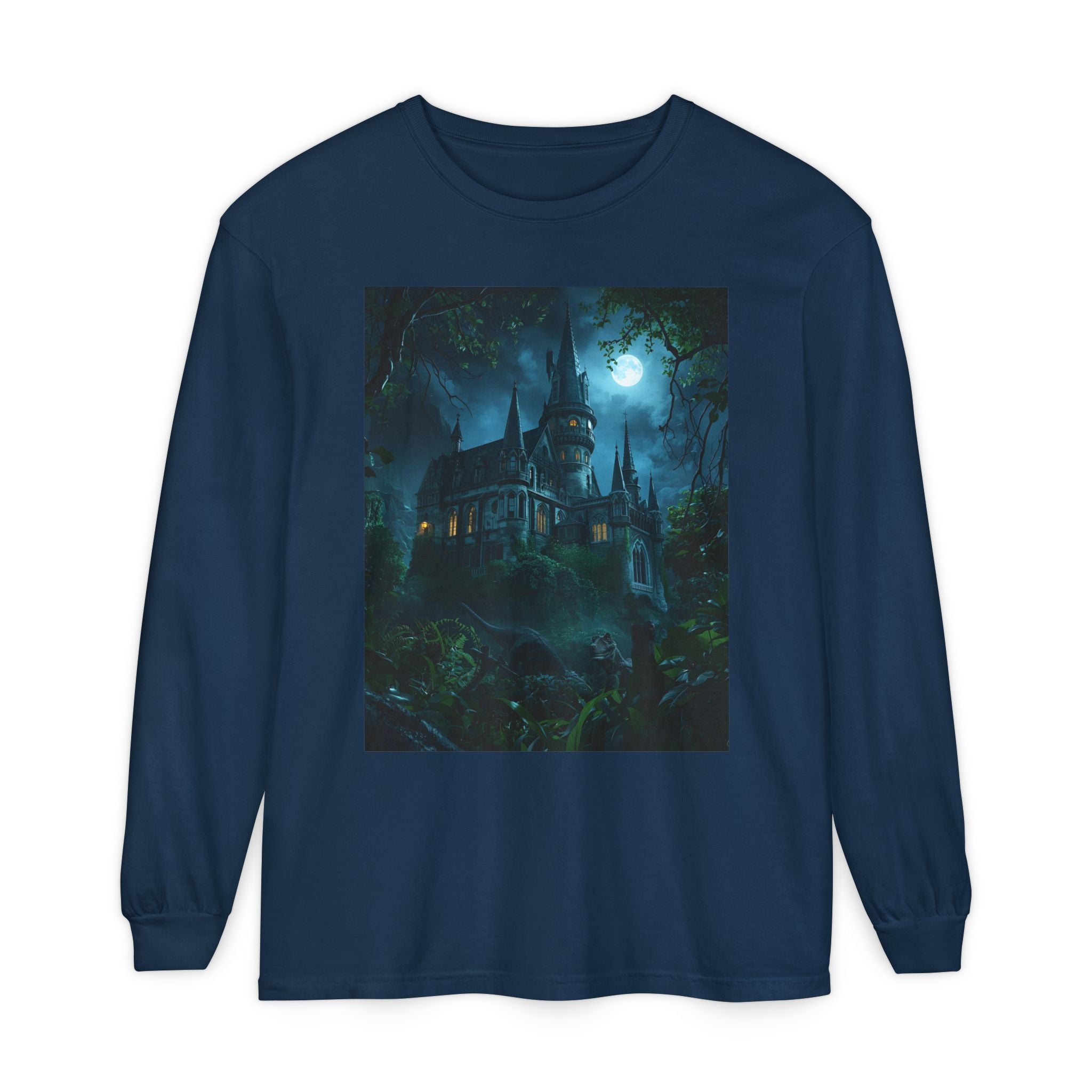 Mystical Night Scene Unisex Garment-dyed Long Sleeve T-Shirt