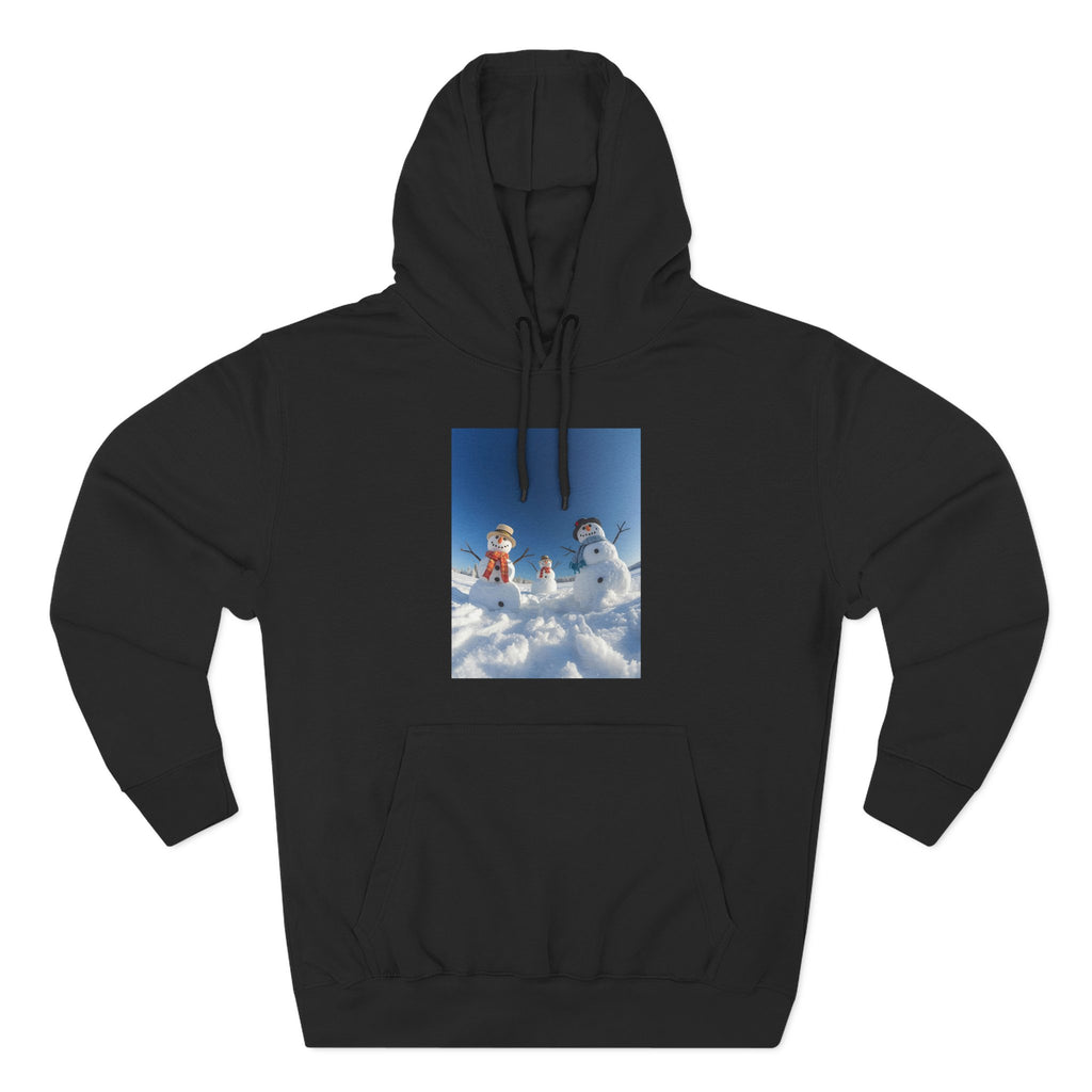 Cozy Fleece Hoodie with Fun Snowmen Design, Winter Wear, Gift for Christmas, Birthday Present, Casual Outfit, Hoodie for Snow Lovers