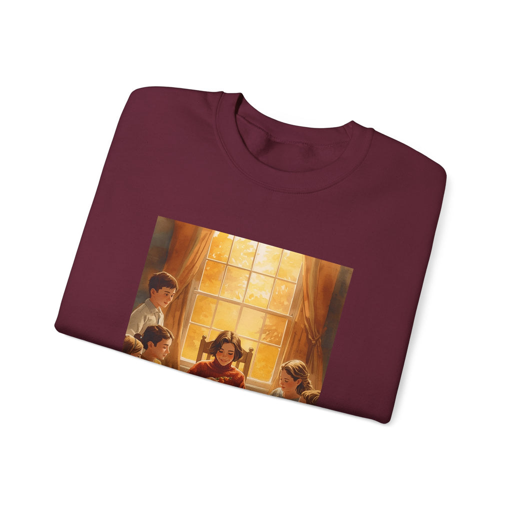 Cozy Family Dinner Crewneck Sweatshirt | Warm Winter Apparel, Casual Layering, Gift for Holidays, Family Gatherings, Nostalgic Artwork
