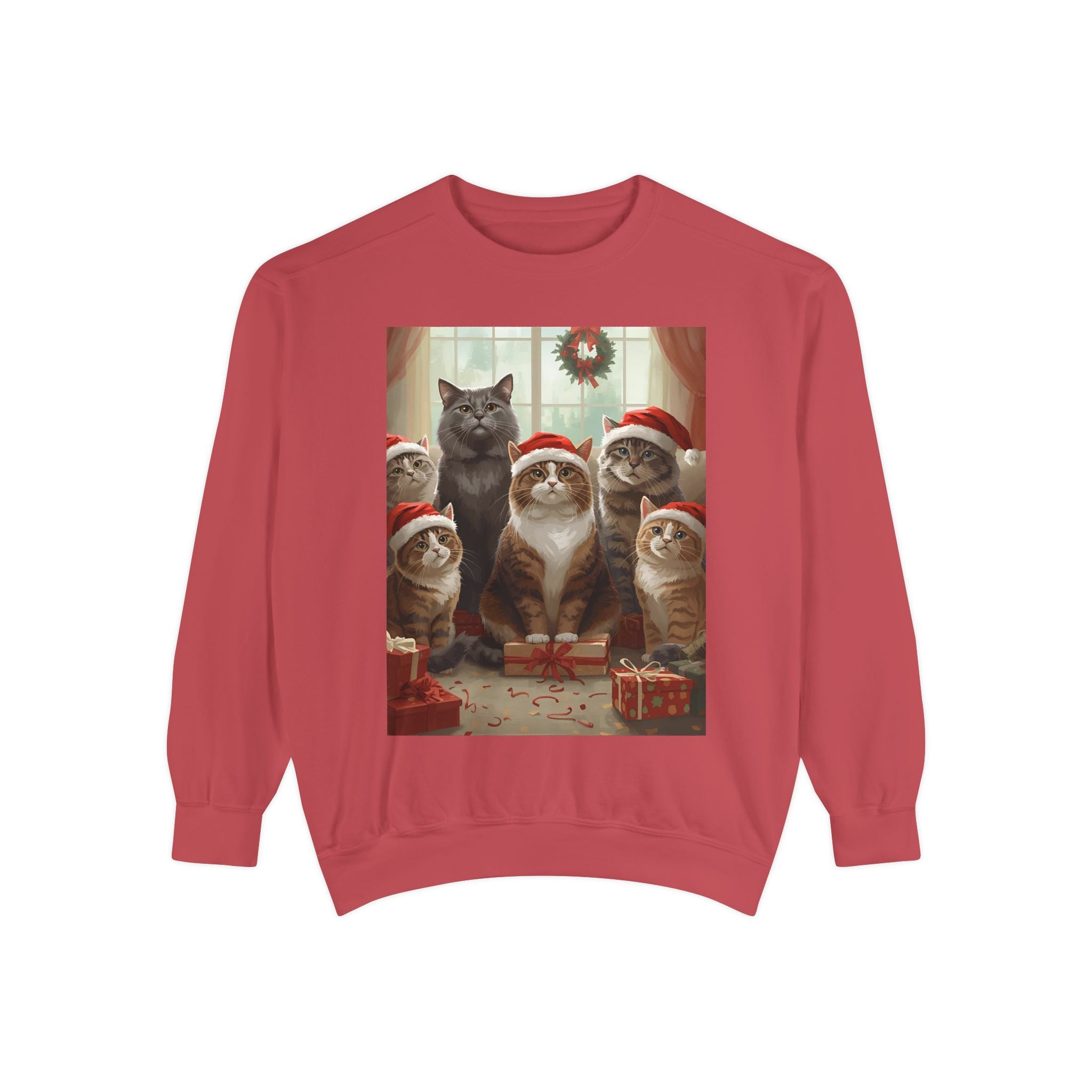 Cozy Holiday Cat Sweatshirt, Festive Sweatshirt for Cat Lovers, Christmas Gift for Pet Owners, Cute Cat Apparel, Winter Wardrobe Essential