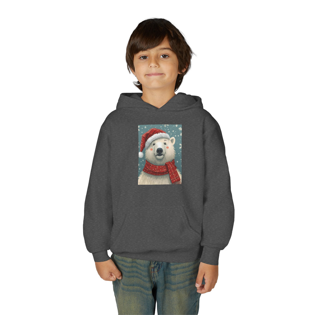 Cozy Polar Bear Christmas Hoodie, Holiday Sweatshirt for Kids, Winter Wear, Gift Idea, Cute Kids Hooded Sweatshirt