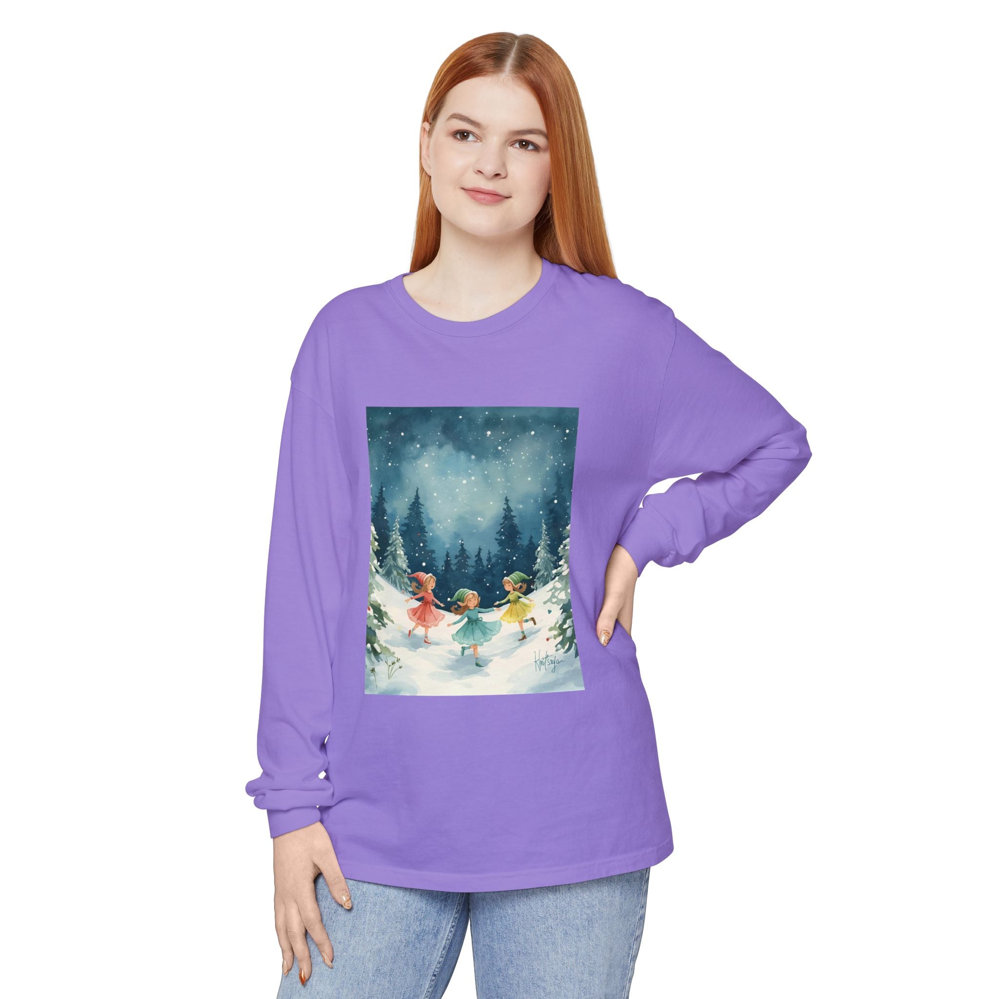 Winter Wonderland Long Sleeve T-Shirt, Cozy Graphic Tee, Perfect for Holidays, Gift for Her, Winter Apparel, Seasonal Fashion