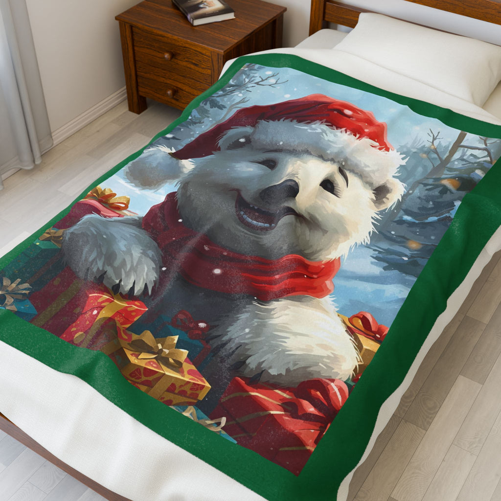 Christmas Bear Velveteen Plush Blanket