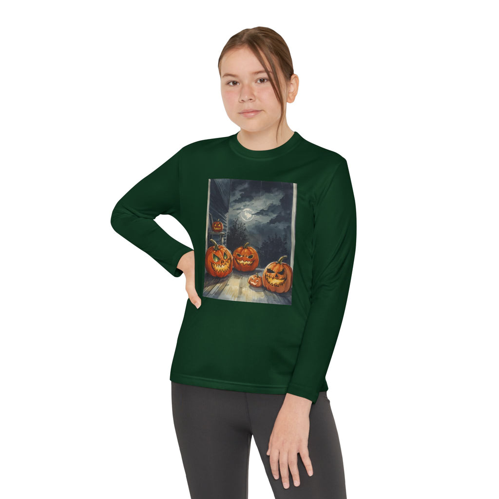 Halloween Pumpkin Spooky Youth Long Sleeve Competitor Tee