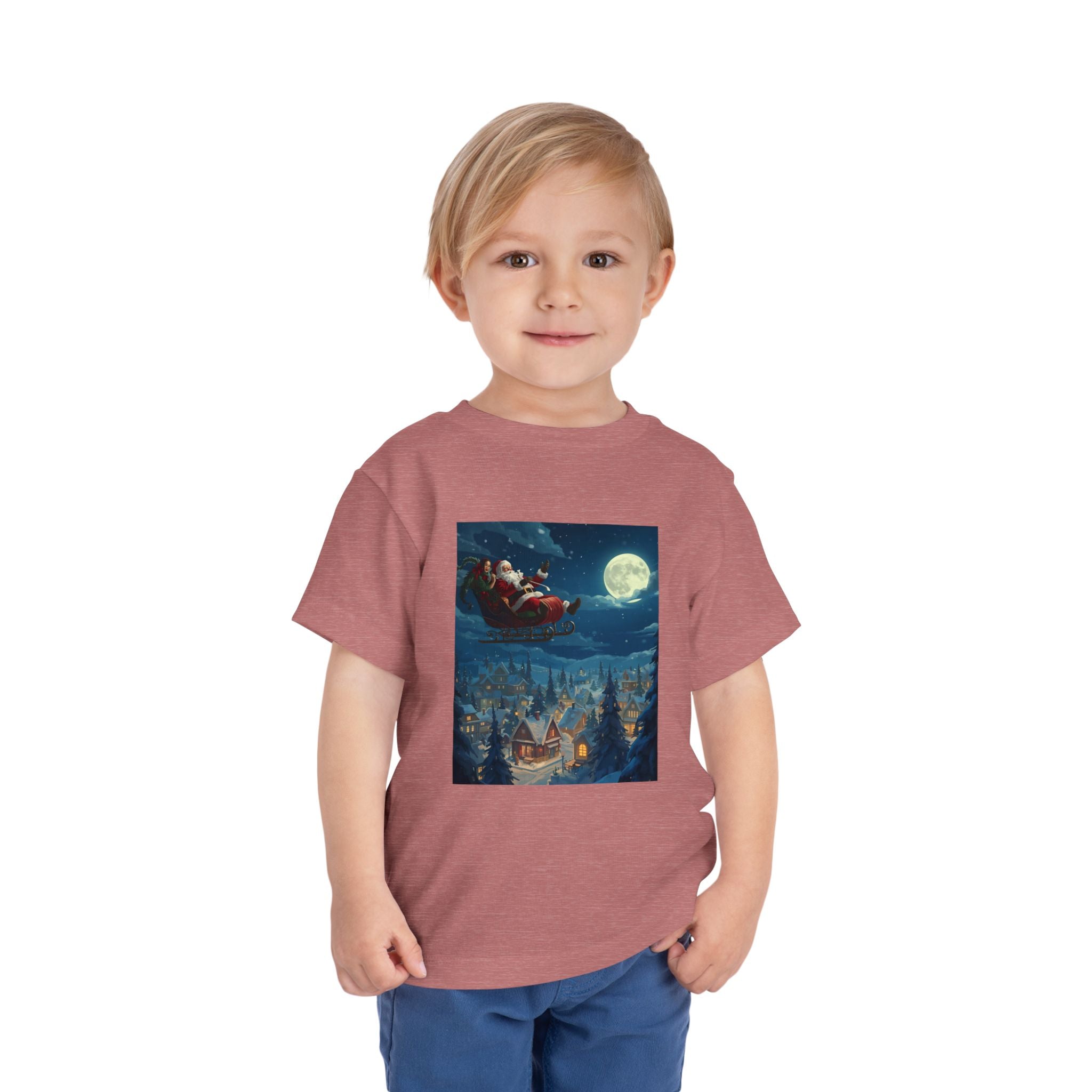 Christmas Santa Sleigh Toddler Short Sleeve Tee