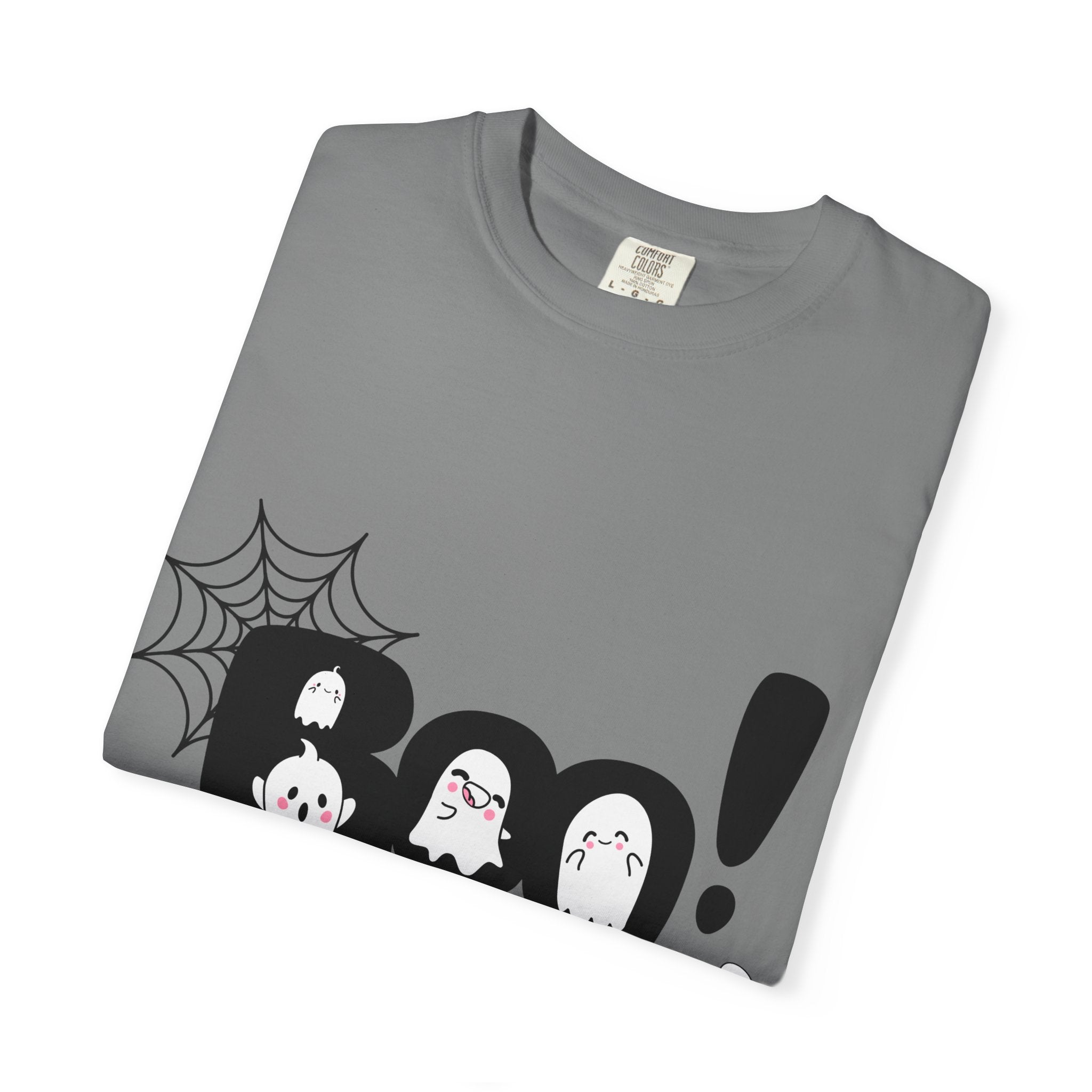 Halloween Boo T-Shirt, Unisex Garment-Dyed Tee, Spooky Costume, Fall Apparel, Trick or Treat Shirt, Ghost Print Top