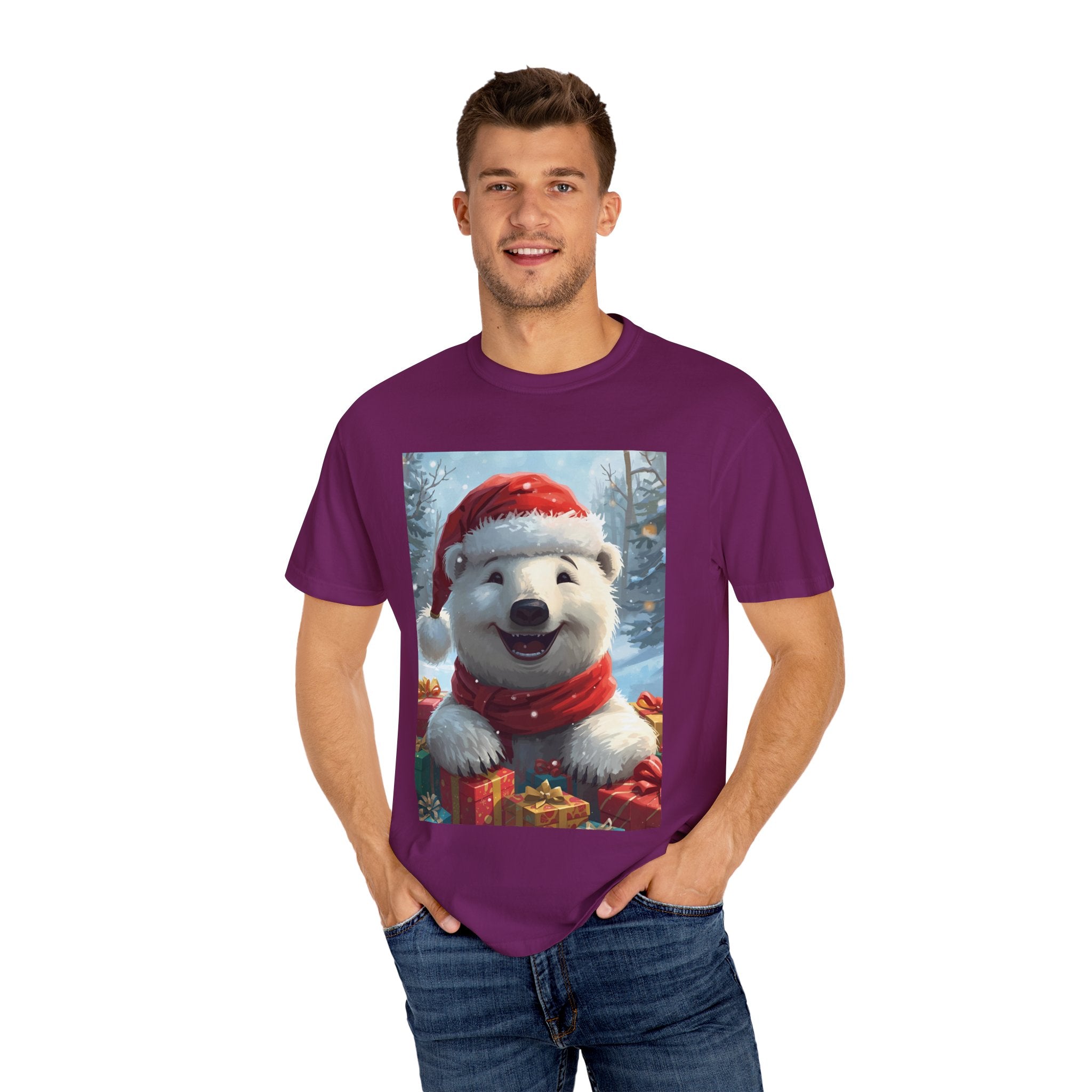 Christmas Polar Bear T-Shirt, Holiday Tee, Winter Apparel, Gift For Animal Lovers, Festive Casual Wear