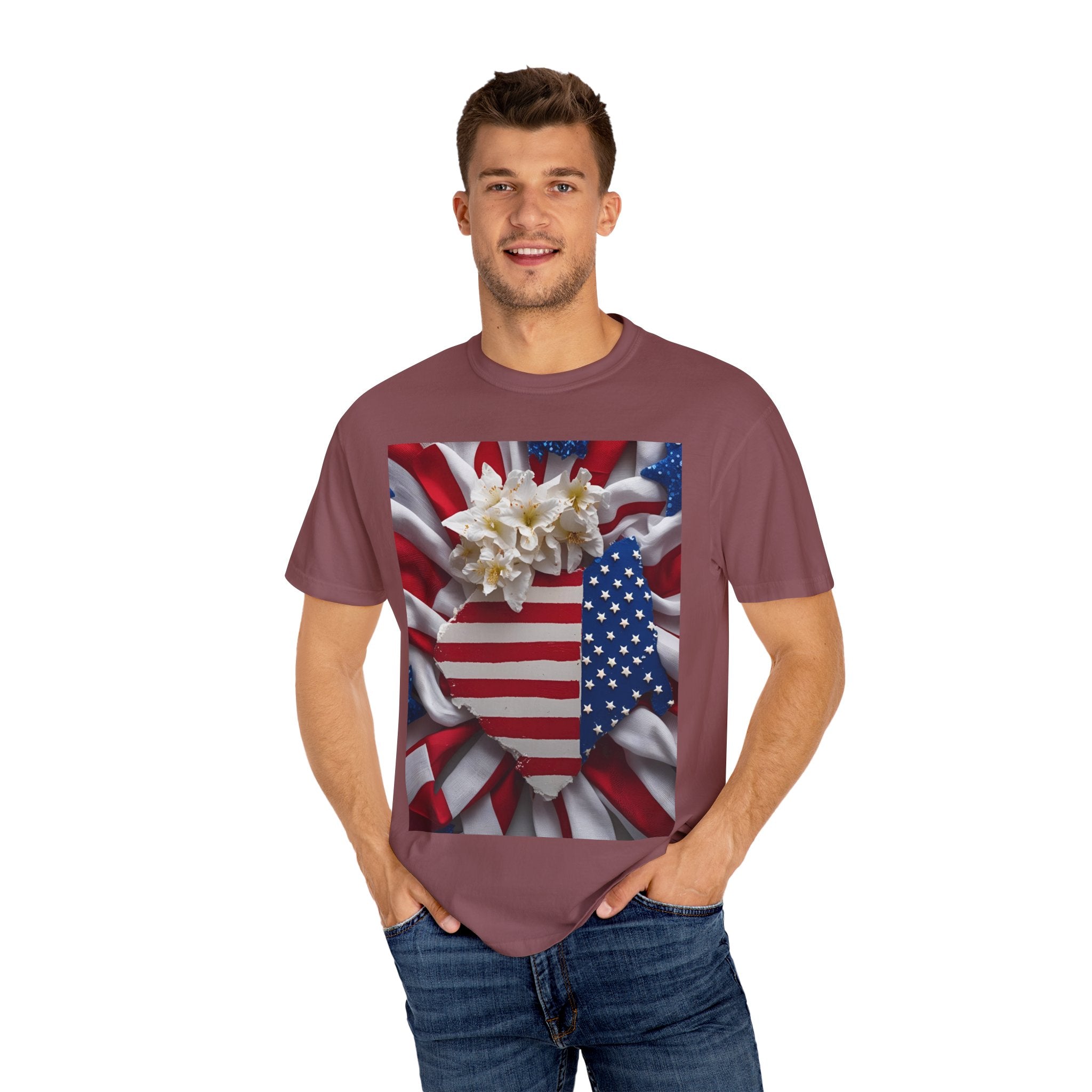 Patriotic Heart T-shirt for Festive Celebrations, 4th of July Apparel, Unisex Graphic Tee, American Pride Shirt, Independence Day Gift