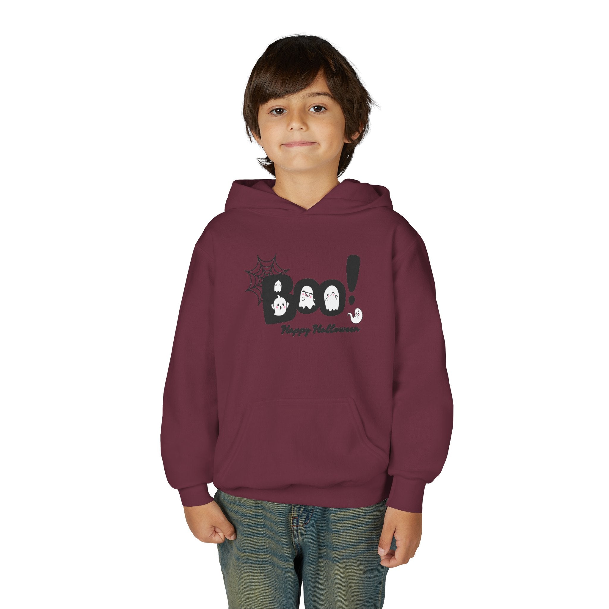 Halloween Boo! Youth Hoodie, Kids Sweatshirt, Fall Apparel, Spooky Costume, Trick or Treat Gift, October Celebration