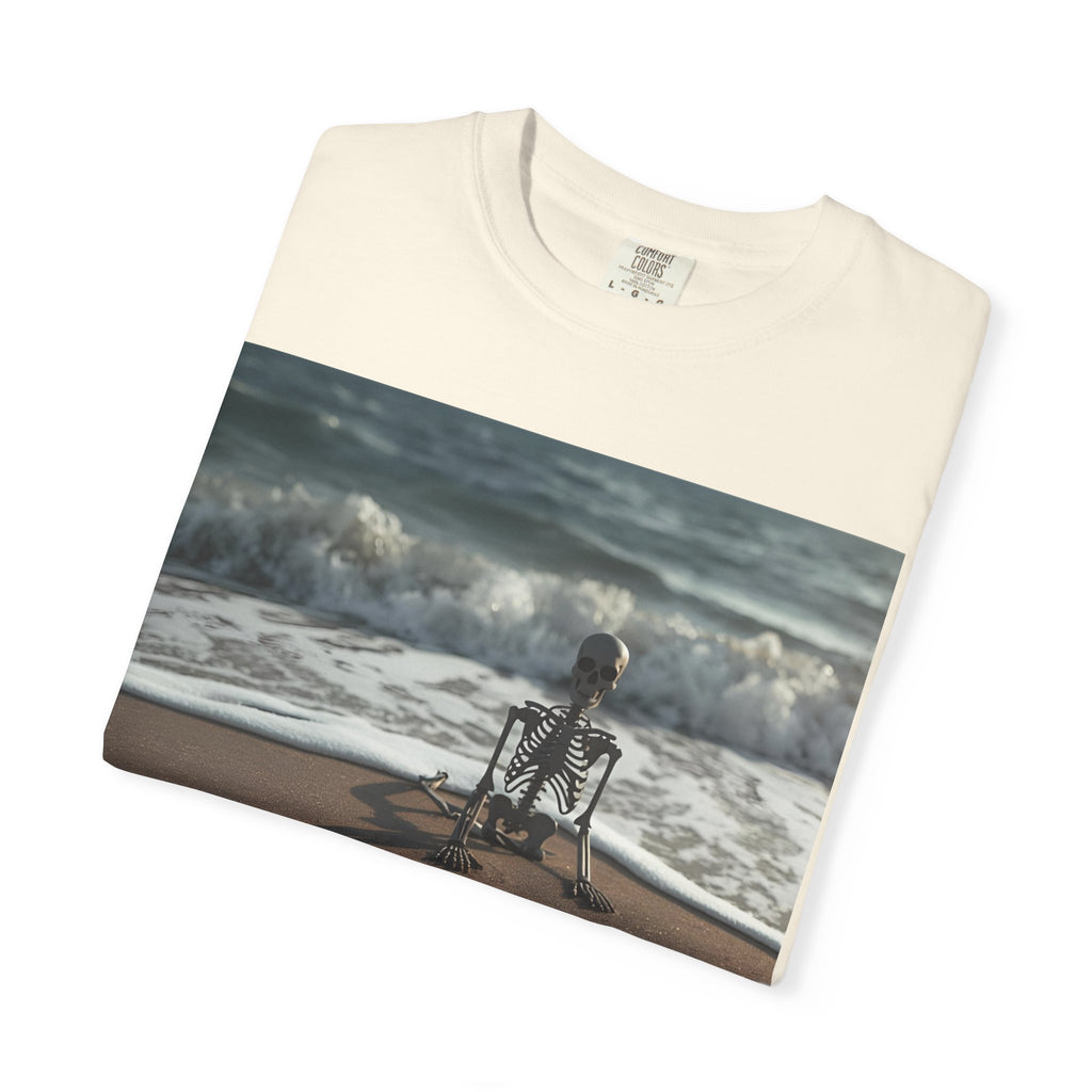 Halloween Beach Skeleton Vibes Unisex T-Shirt, Spooky Summer Tee, Fun Halloween Shirt, Beachwear, Casual Halloween Outfit