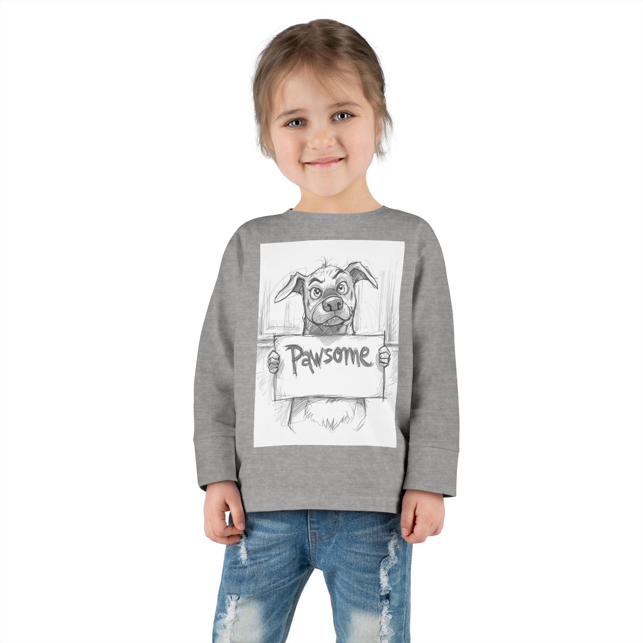 Pawsome Toddler Long Sleeve Tee, Cute Dog Shirt, Pet Lovers Gift, Kids Apparel, Funny Animal Tee, Birthday Gift