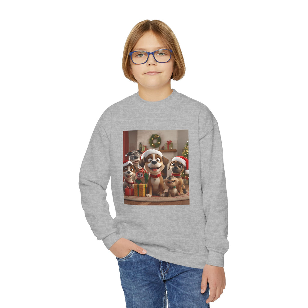 Cute Christmas Festive Dogs Youth Crewneck Sweatshirt