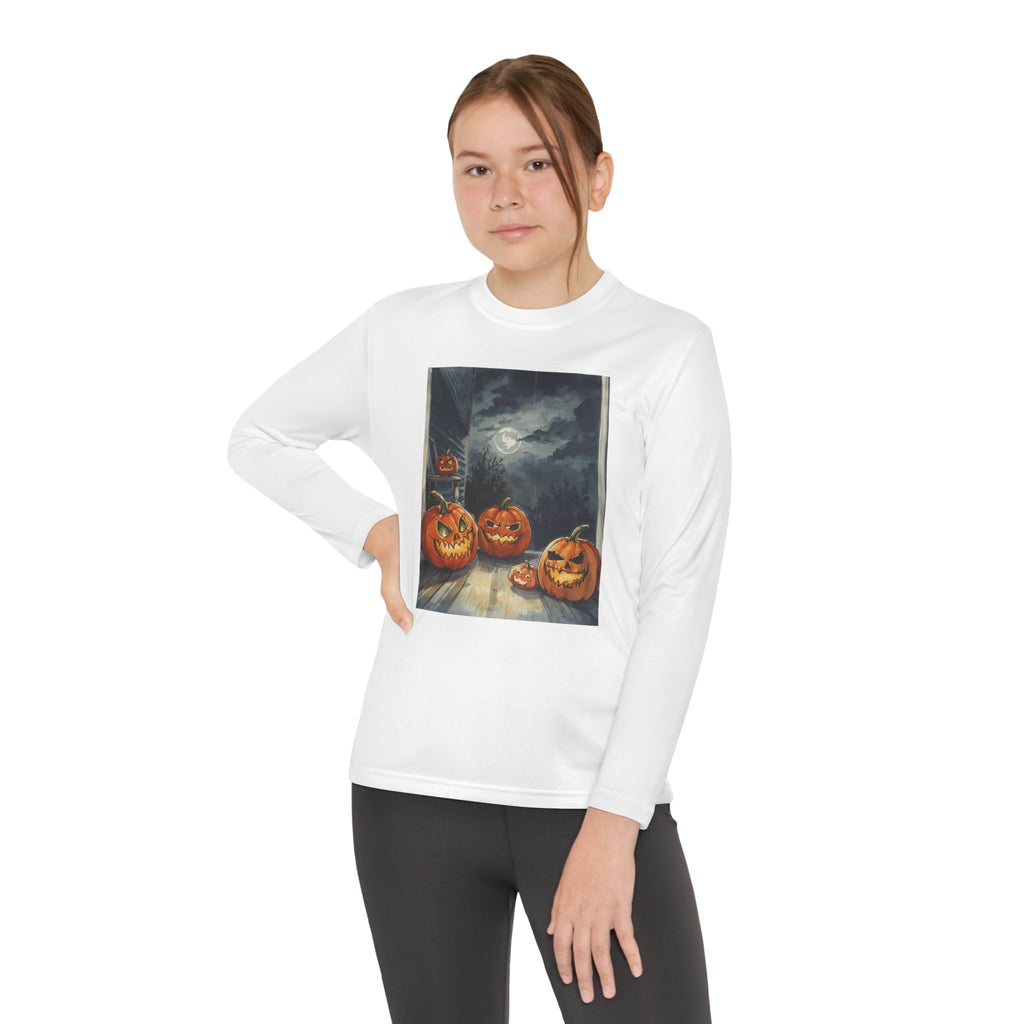 Halloween Pumpkin Spooky Youth Long Sleeve Competitor Tee