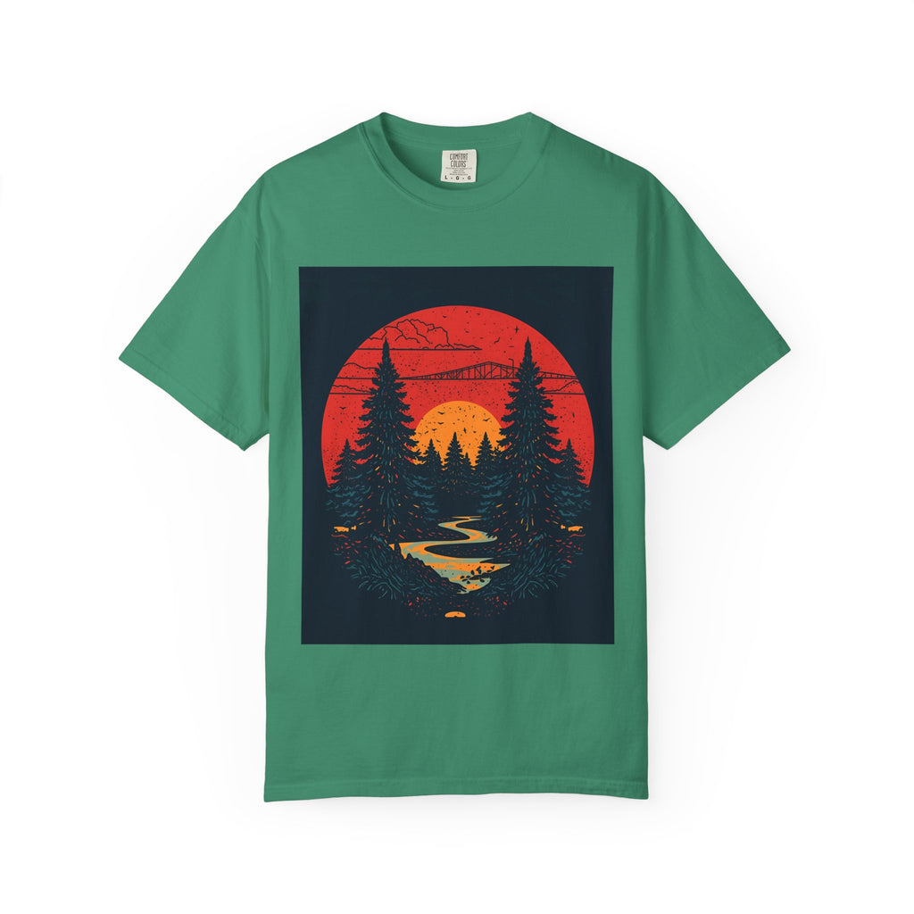 Sunset Forest Unisex Tee, Outdoor Adventure Shirt, Nature Lover Gift, Casual Stylish Top, Fall Fashion T-shirt
