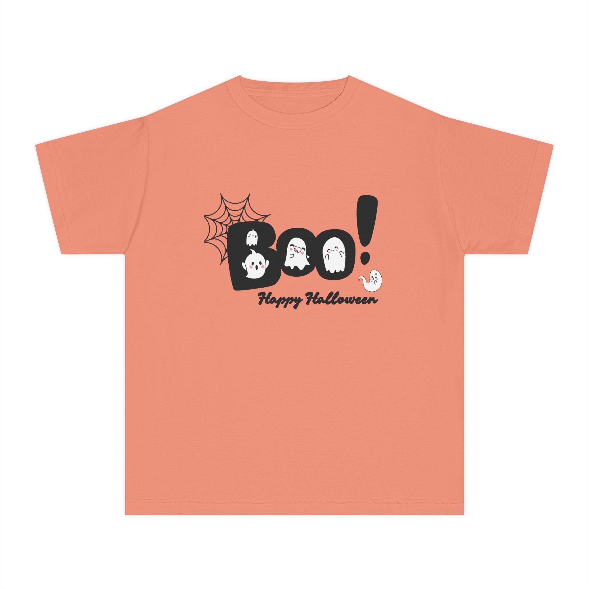 Cute Halloween Youth Tee, 'Boo!' Graphic Tee, Kids Halloween Shirt, Trick-or-Treat Apparel, Spooky Holiday T-Shirt