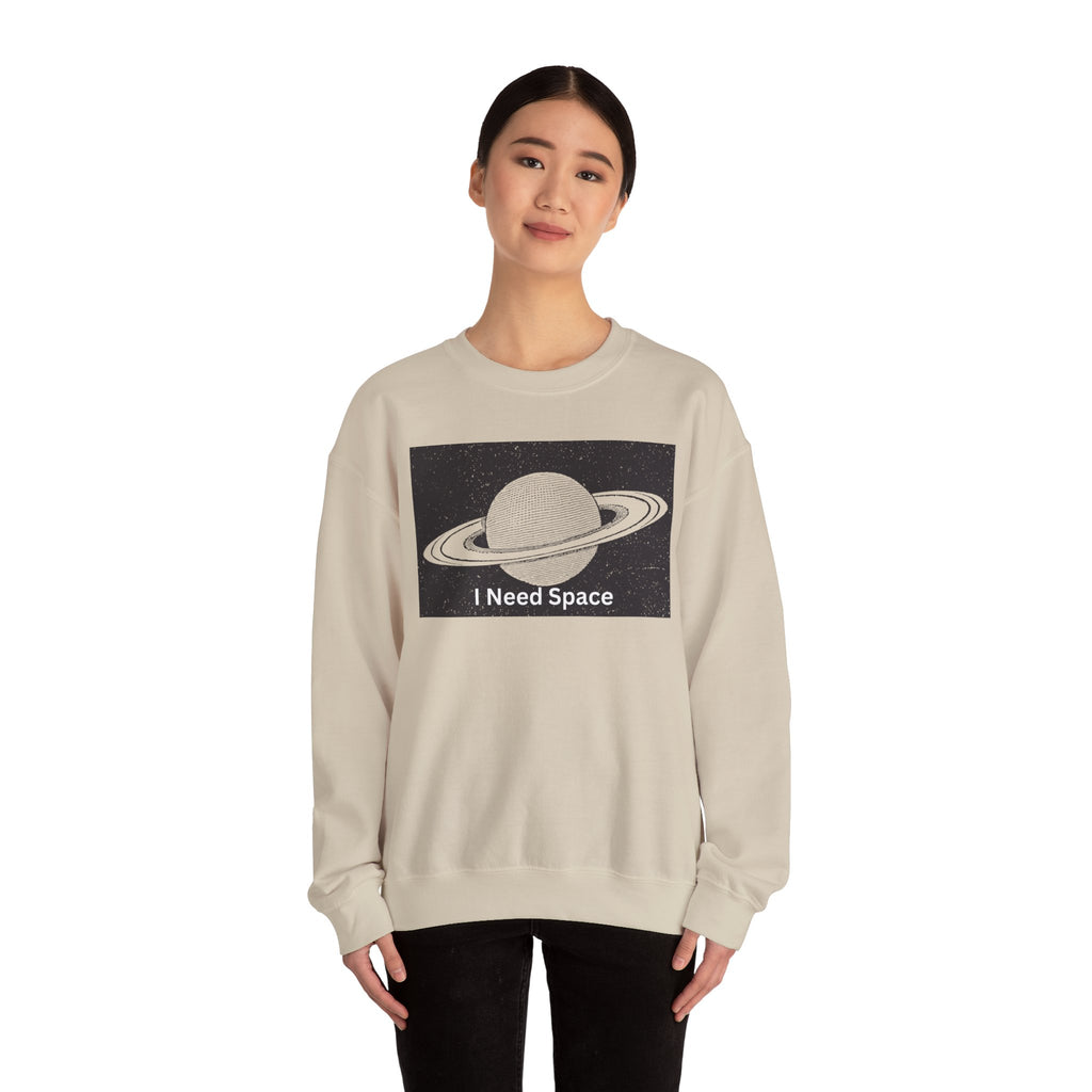 Cosmic Space Sweatshirt, I Need Space Crewneck, Unisex Fashion, Planetary Gift, Galaxy Lover Gift, Relaxed Fit Pullover